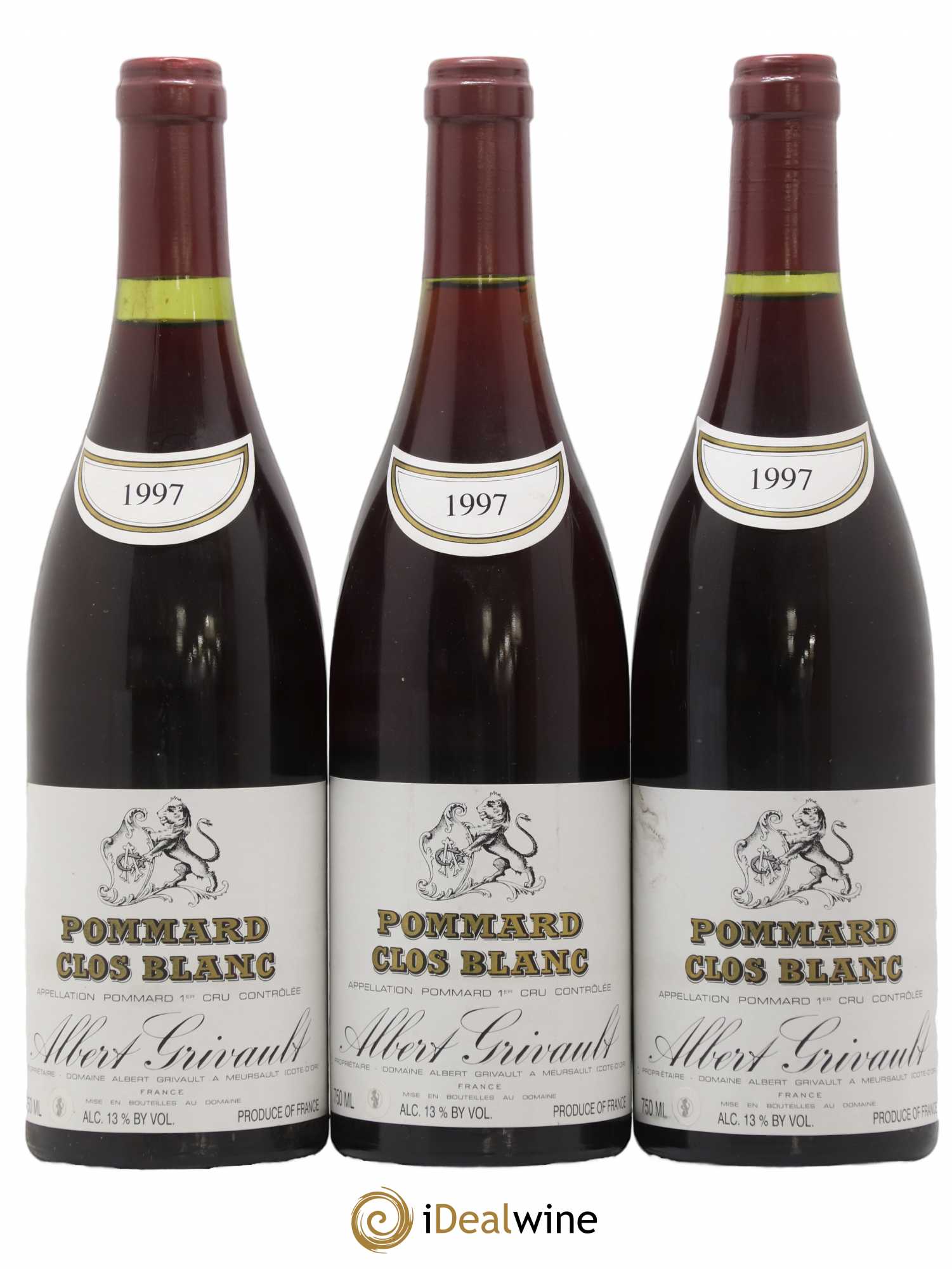 Pommard 1er Cru Clos Blanc Albert Grivault 1997 - Lot de 3 bouteilles - 0