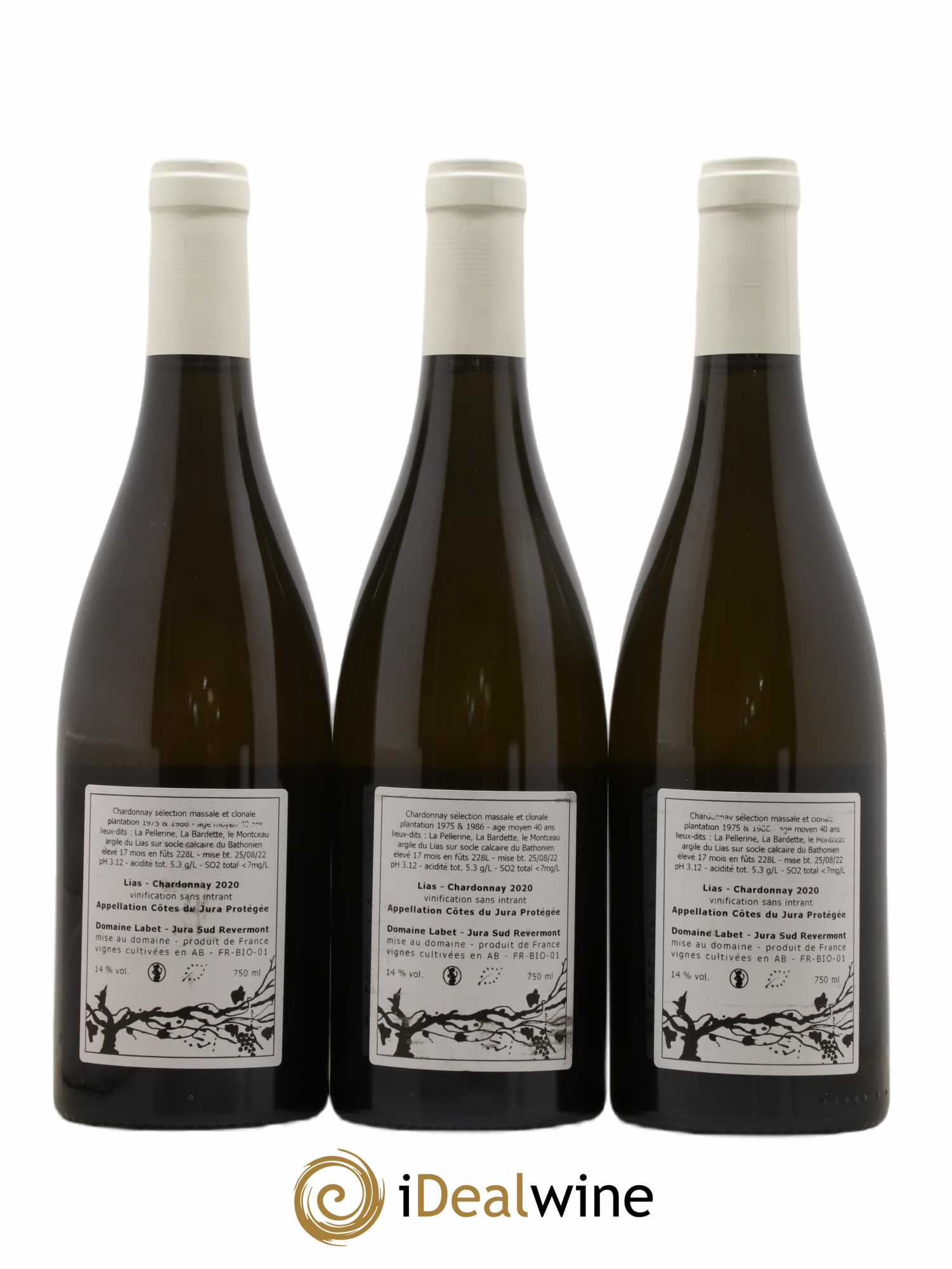 Côtes du Jura Chardonnay Lias Romain - Julien - Charline Labet 2020 - Lot de 3 bouteilles - 1