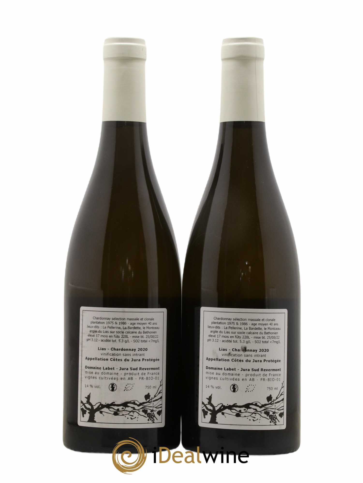 Côtes du Jura Chardonnay Lias Romain - Julien - Charline Labet 2020 - Lot de 2 bouteilles - 1