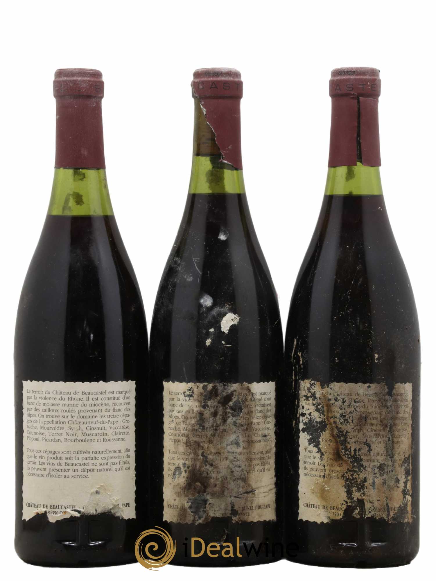Châteauneuf-du-Pape Château de Beaucastel Famille Perrin 1990 - Lot de 3 bouteilles - 1