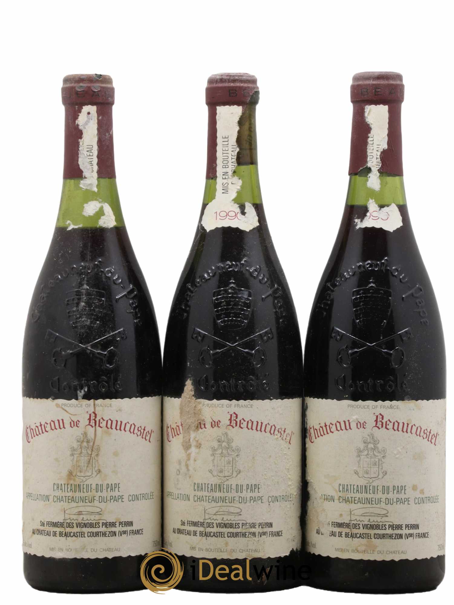 Châteauneuf-du-Pape Château de Beaucastel Famille Perrin 1990 - Lot de 3 bouteilles - 0