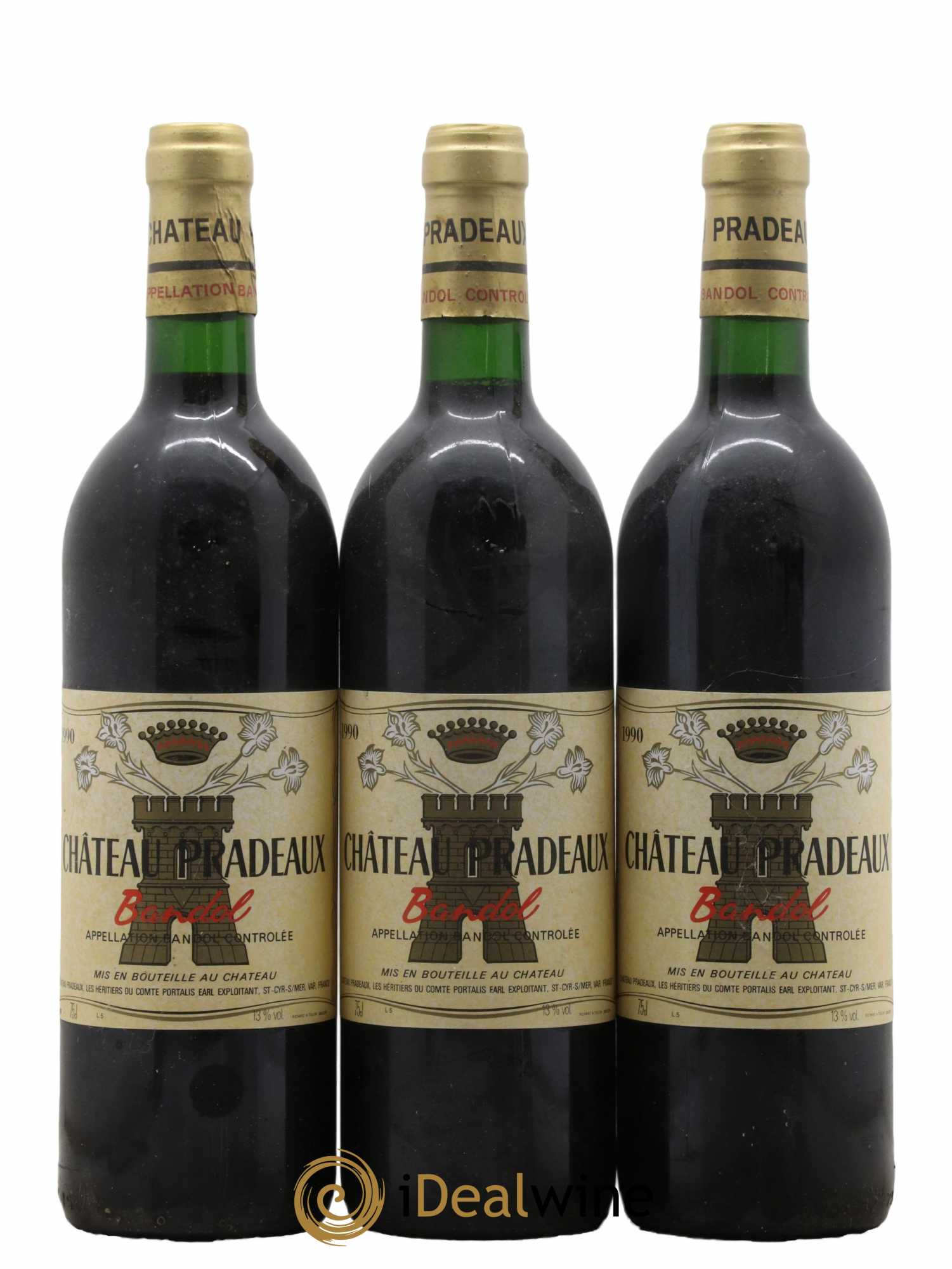 Bandol Château Pradeaux Famille Portalis 1990 - Lotto di 3 bottiglie - 0
