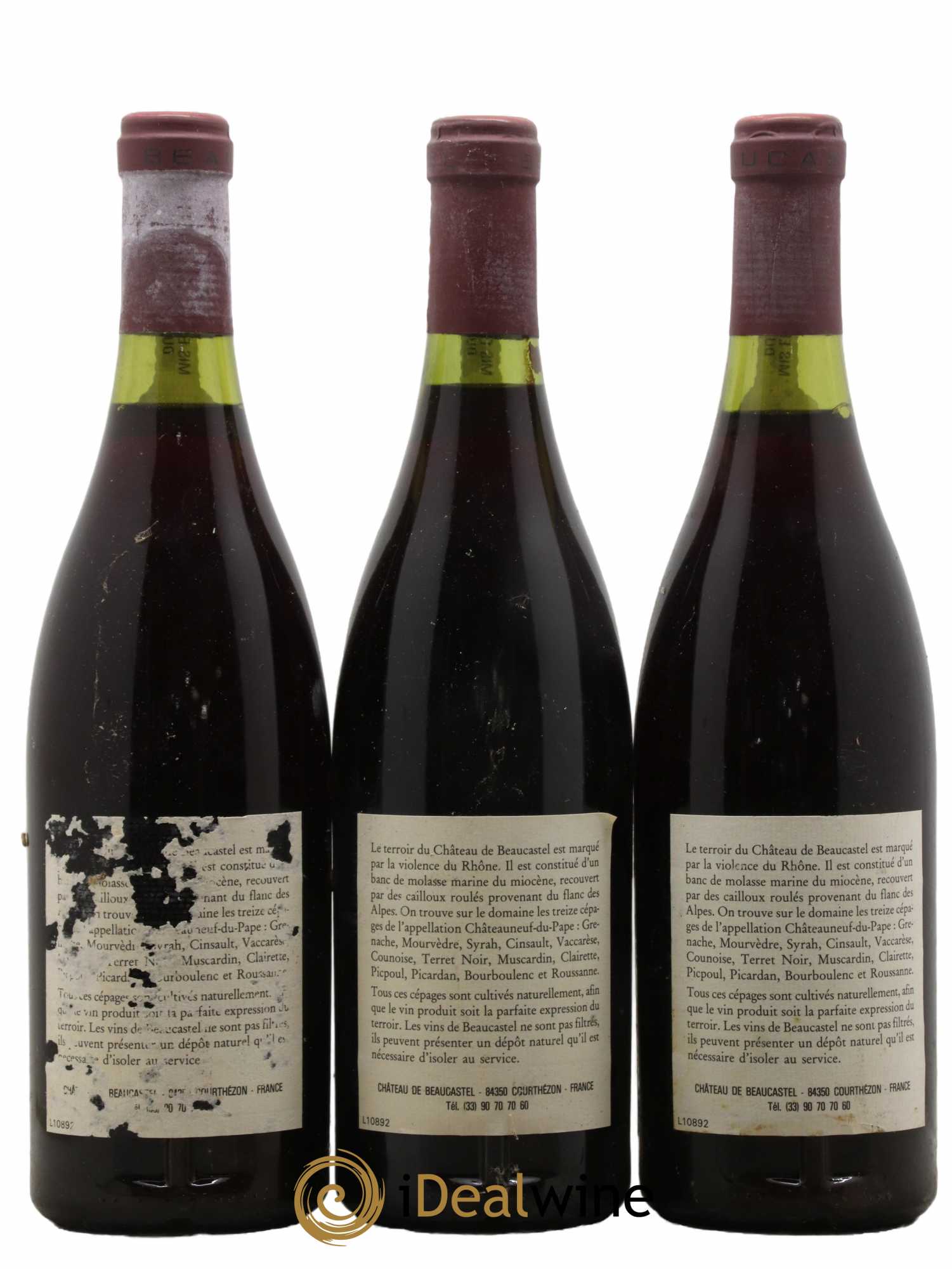 Châteauneuf-du-Pape Château de Beaucastel Famille Perrin 1989 - Lot de 3 bouteilles - 1