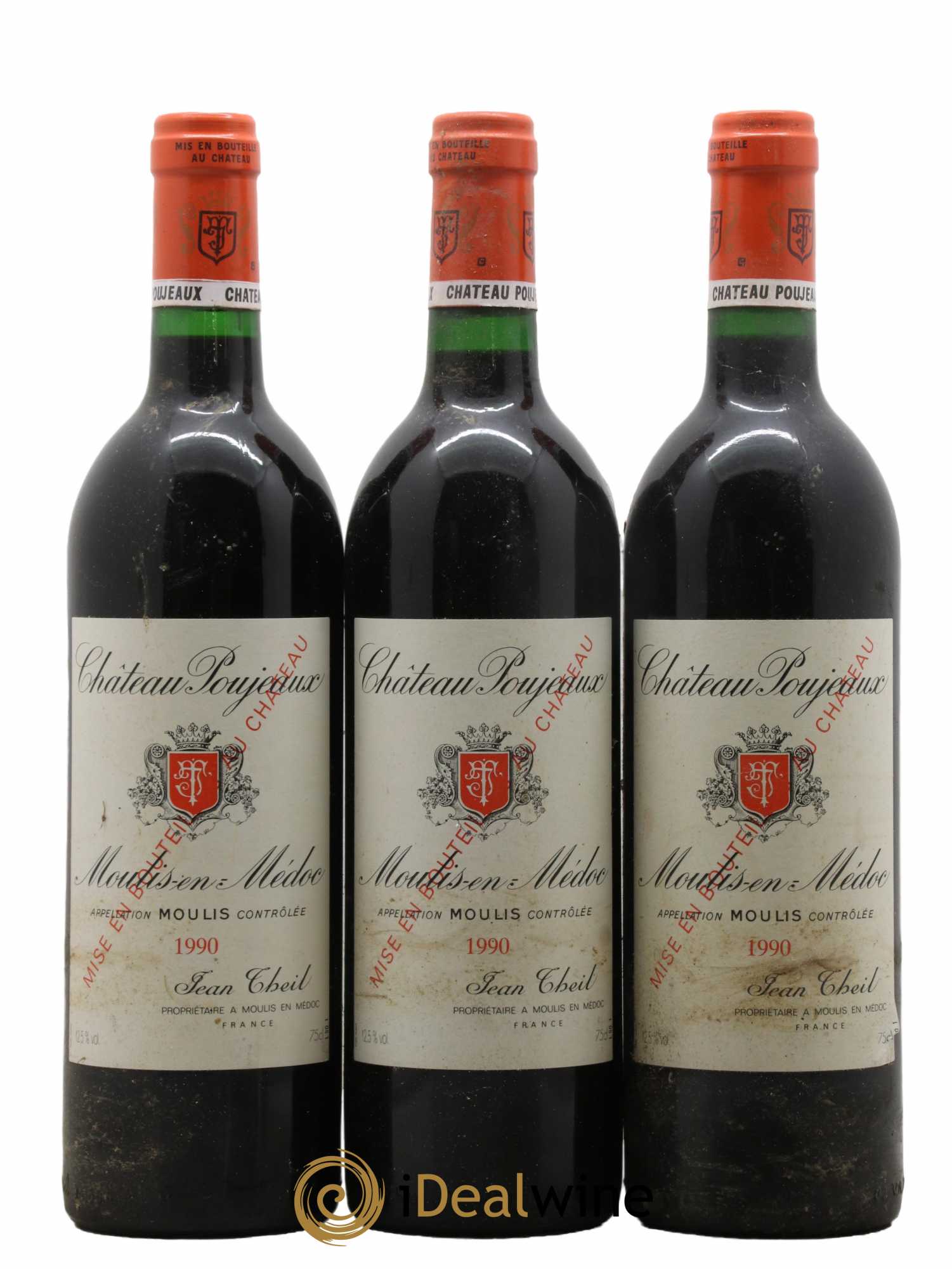 Château Poujeaux 1990 - Lot de 3 bouteilles - 0