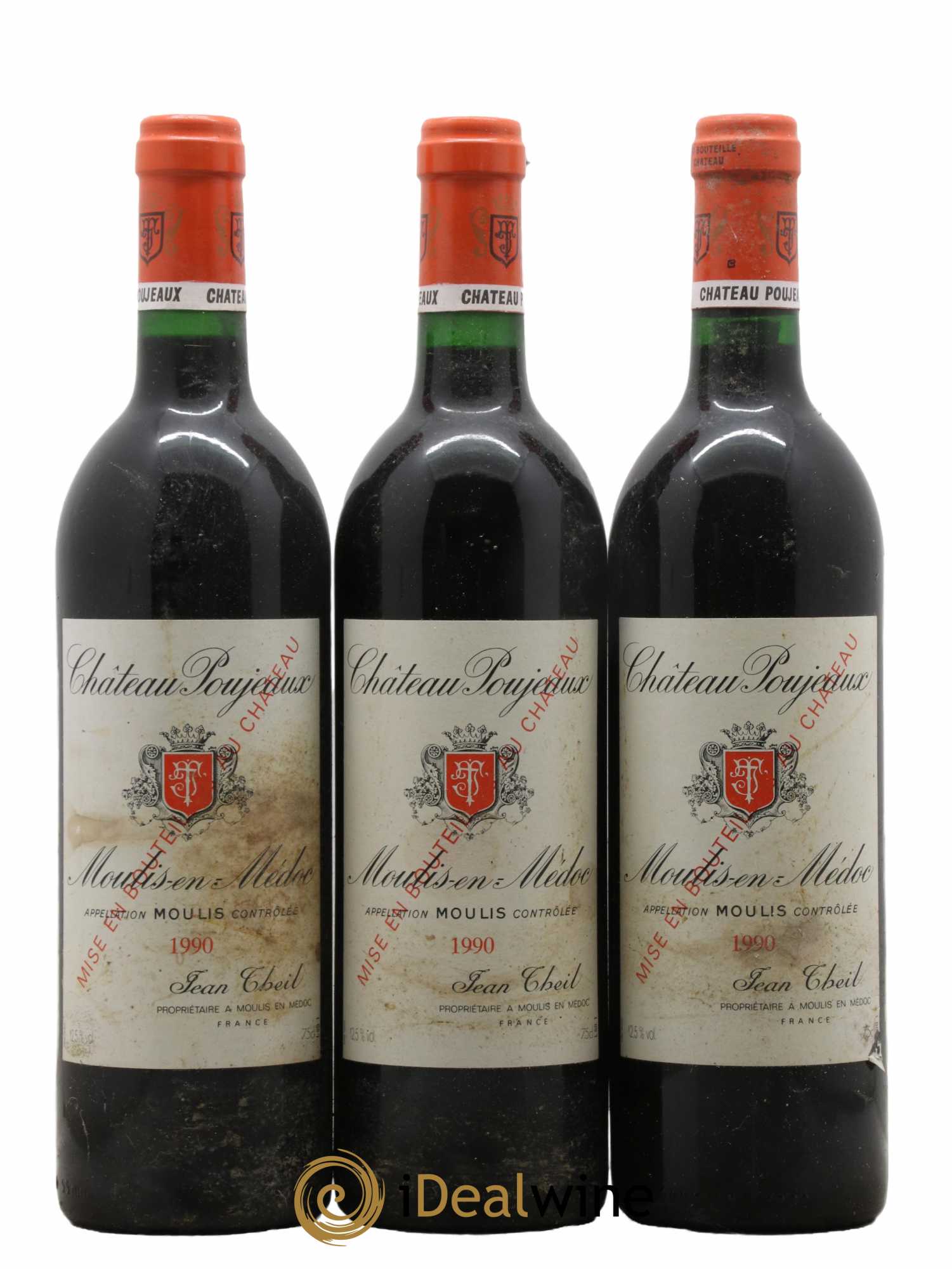 Château Poujeaux 1990 - Lot de 3 bouteilles - 0