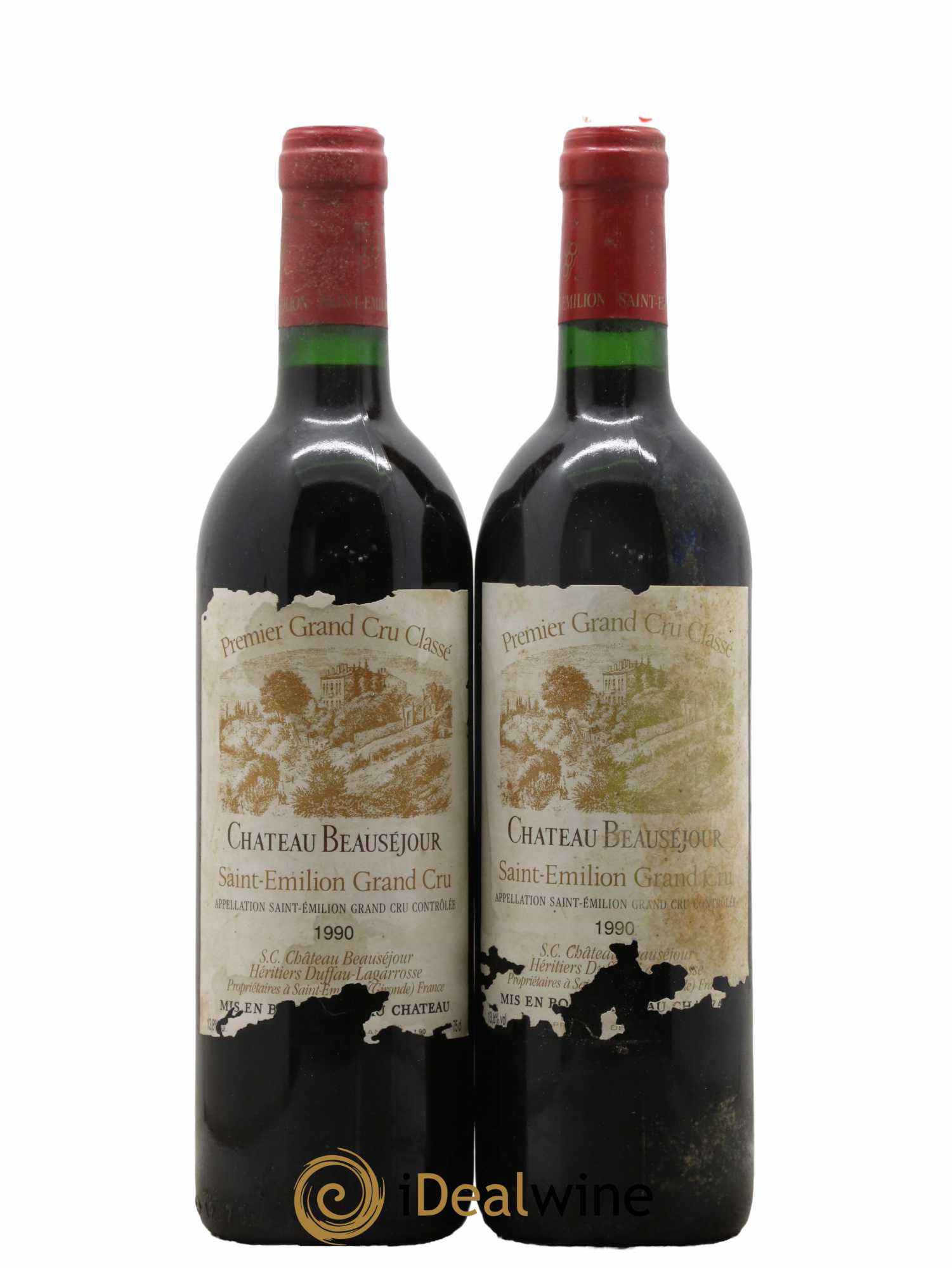 Château Beauséjour (Duffau-Lagarrosse) 1er Grand Cru Classé B 1990 - Lotto di 2 bottiglie - 0