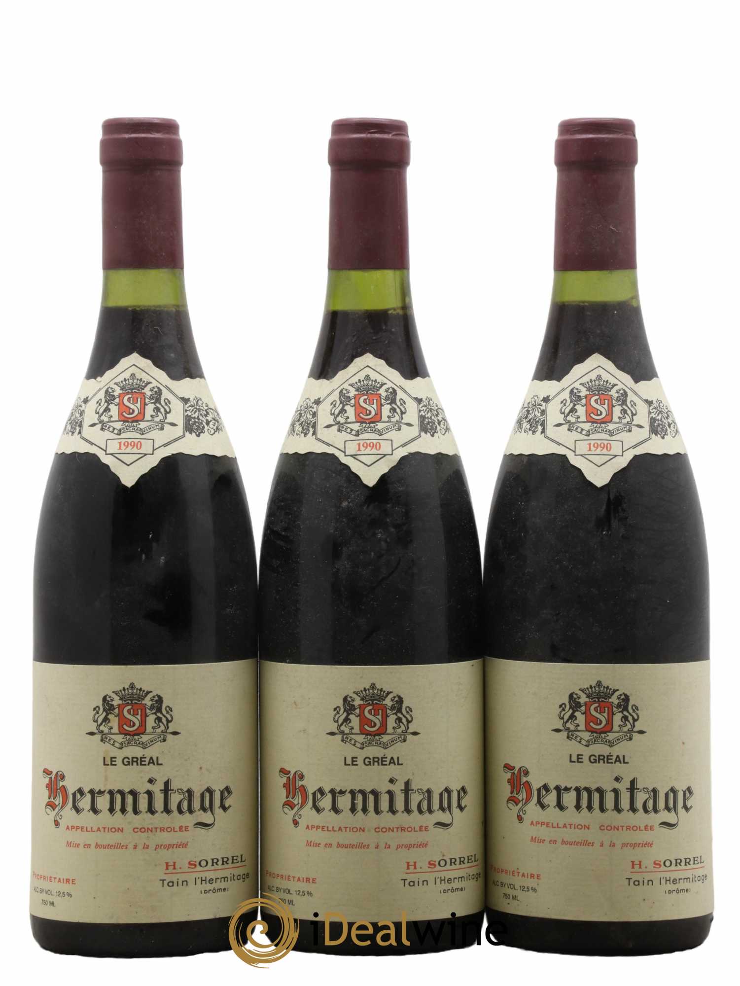 Hermitage Le Gréal Marc Sorrel 1990 - Lot de 3 bouteilles - 0