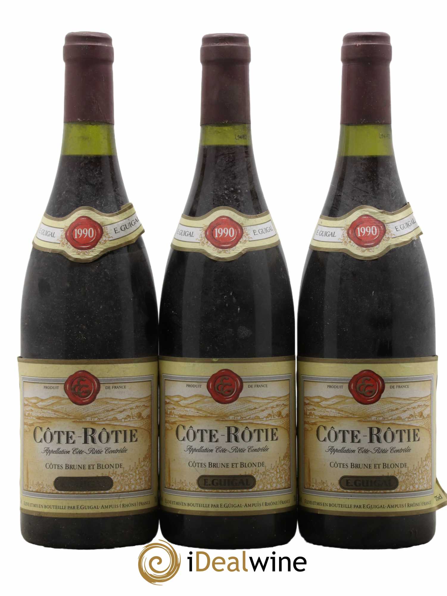 Côte-Rôtie Côtes Brune et Blonde Guigal 1990 - Lot de 3 bouteilles - 0