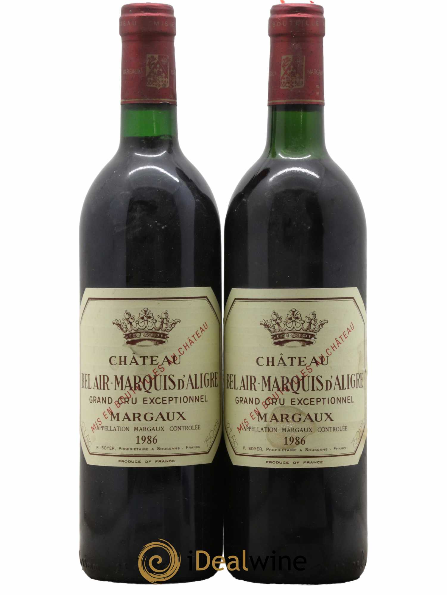 Château Bel Air Marquis d'Aligre 1986 - Lotto di 2 bottiglie - 0