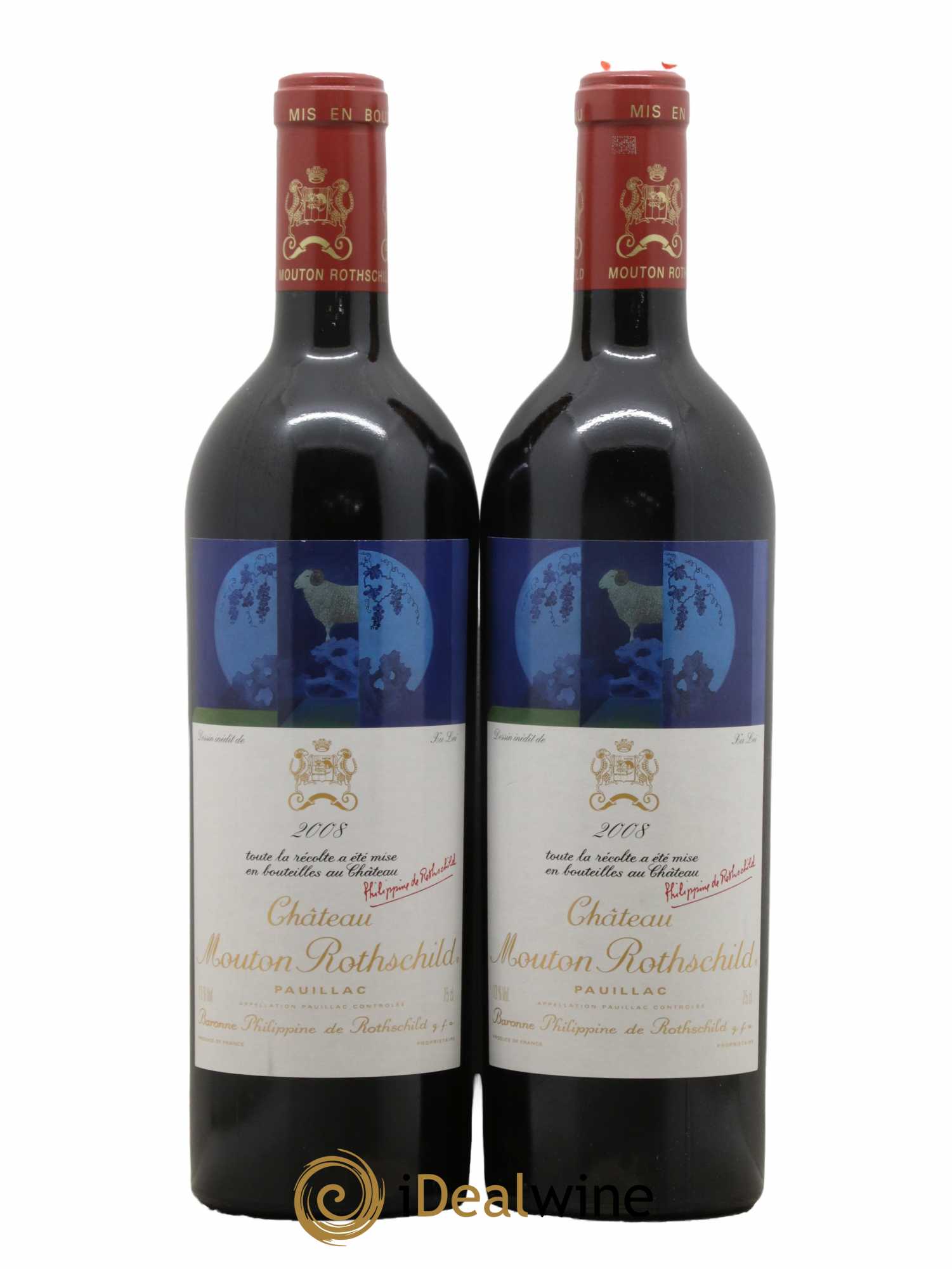 Château Mouton Rothschild 1er Grand Cru Classé 2008 - Lot de 2 bouteilles - 0