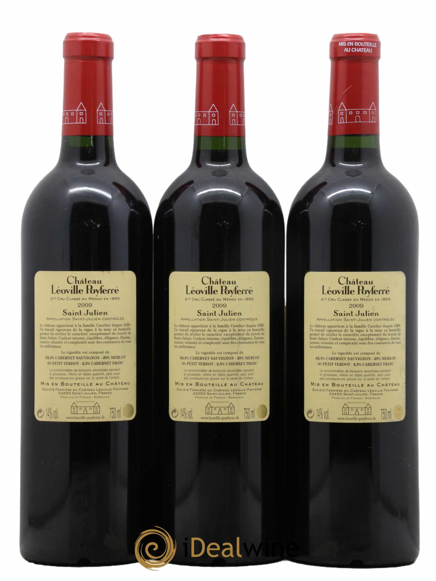 Château Léoville Poyferré 2ème Grand Cru Classé 2009 - Lot de 3 bouteilles - 1