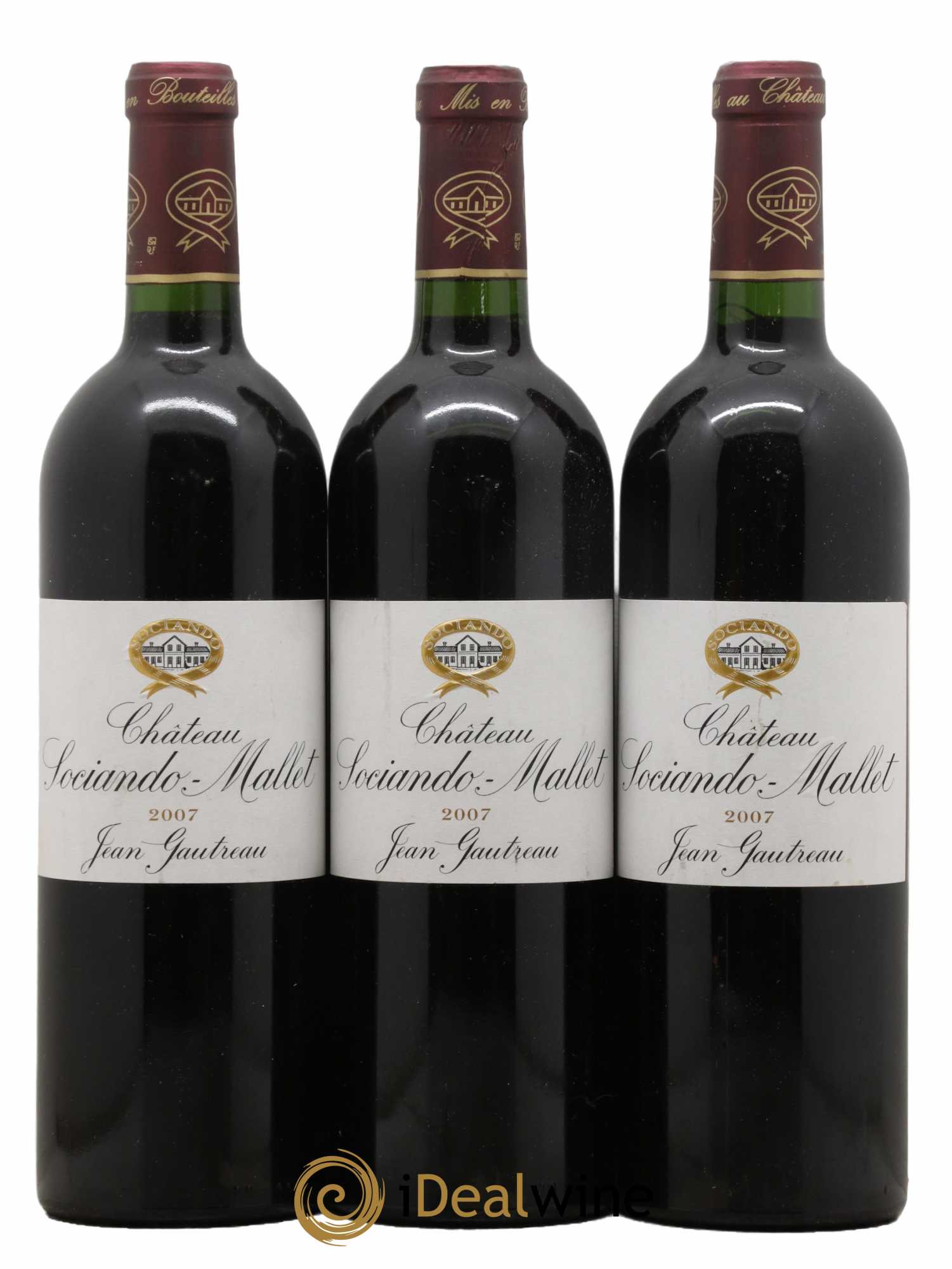 Château Sociando Mallet 2007 - Lot de 3 bouteilles - 0
