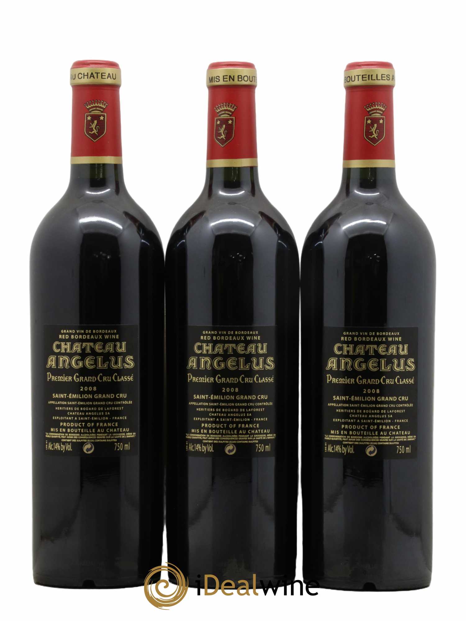 Château Angélus 1er Grand Cru Classé A 2008 - Lot de 3 bouteilles - 1