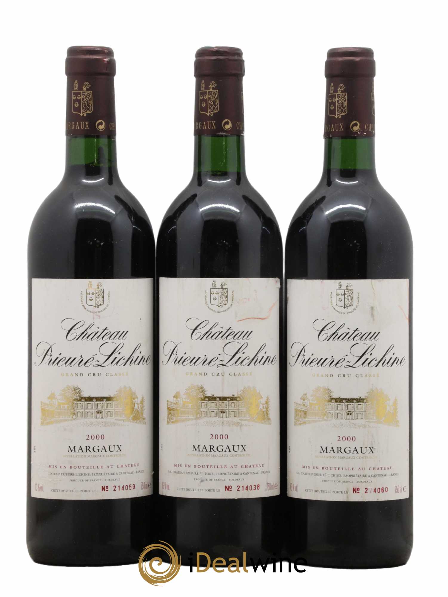 Château Prieuré Lichine 4ème Grand Cru Classé 2000 - Lot de 3 bouteilles - 0