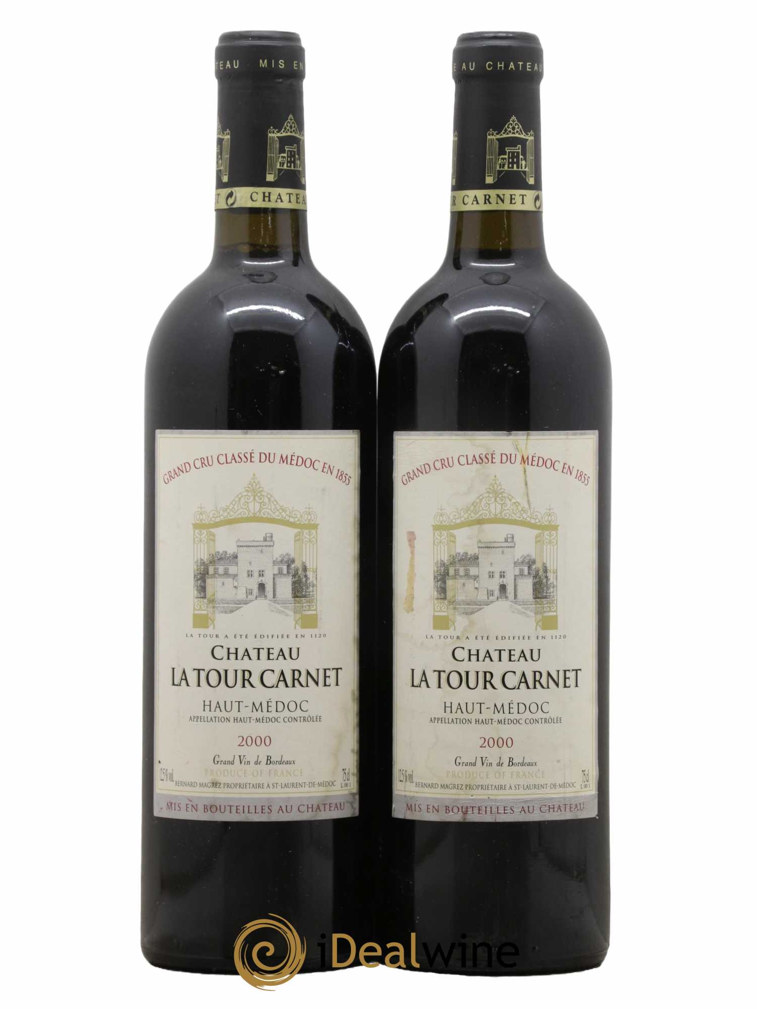 Château la Tour Carnet 4ème Grand Cru Classé 2000 - Lot de 2 bouteilles - 0