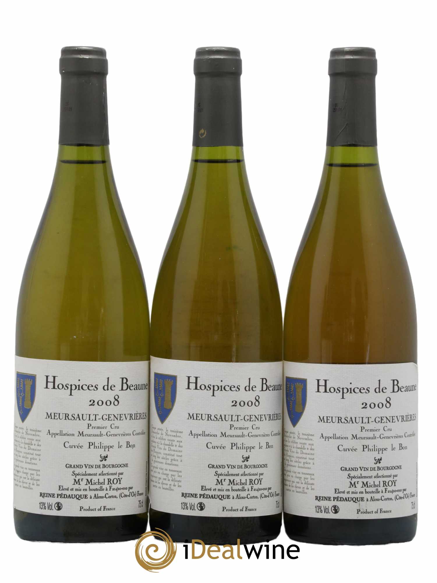 Meursault 1er Cru Genevières Cuvée Philippe Le Bon Hospices De Beaune Reine Pedauque 2008 - Lot de 3 bouteilles - 0
