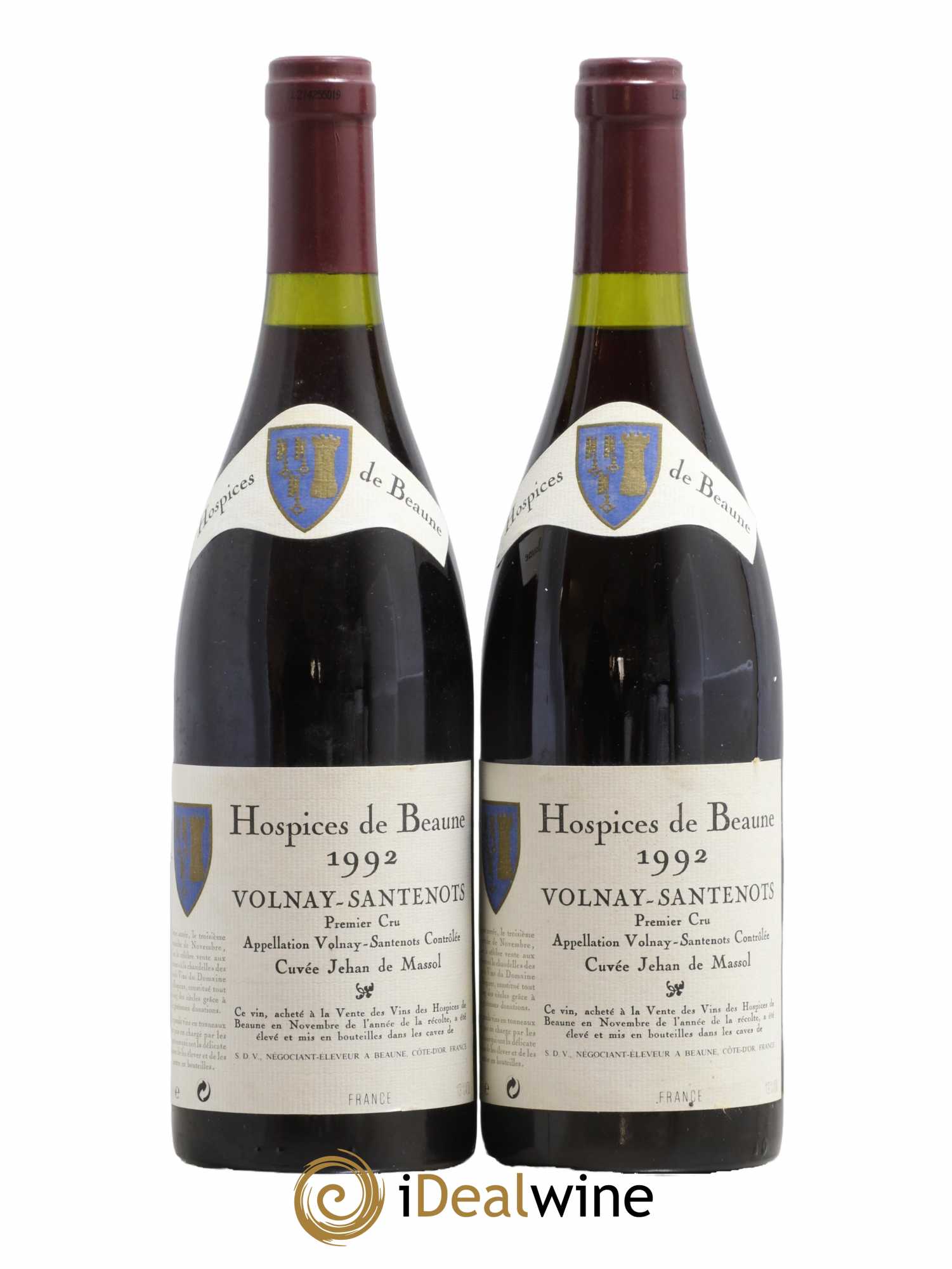 Volnay 1er Cru Volnay-Santenots Cuvée Jéhan de Massol Hospices de Beaune 1992 - Lot de 2 bouteilles - 0