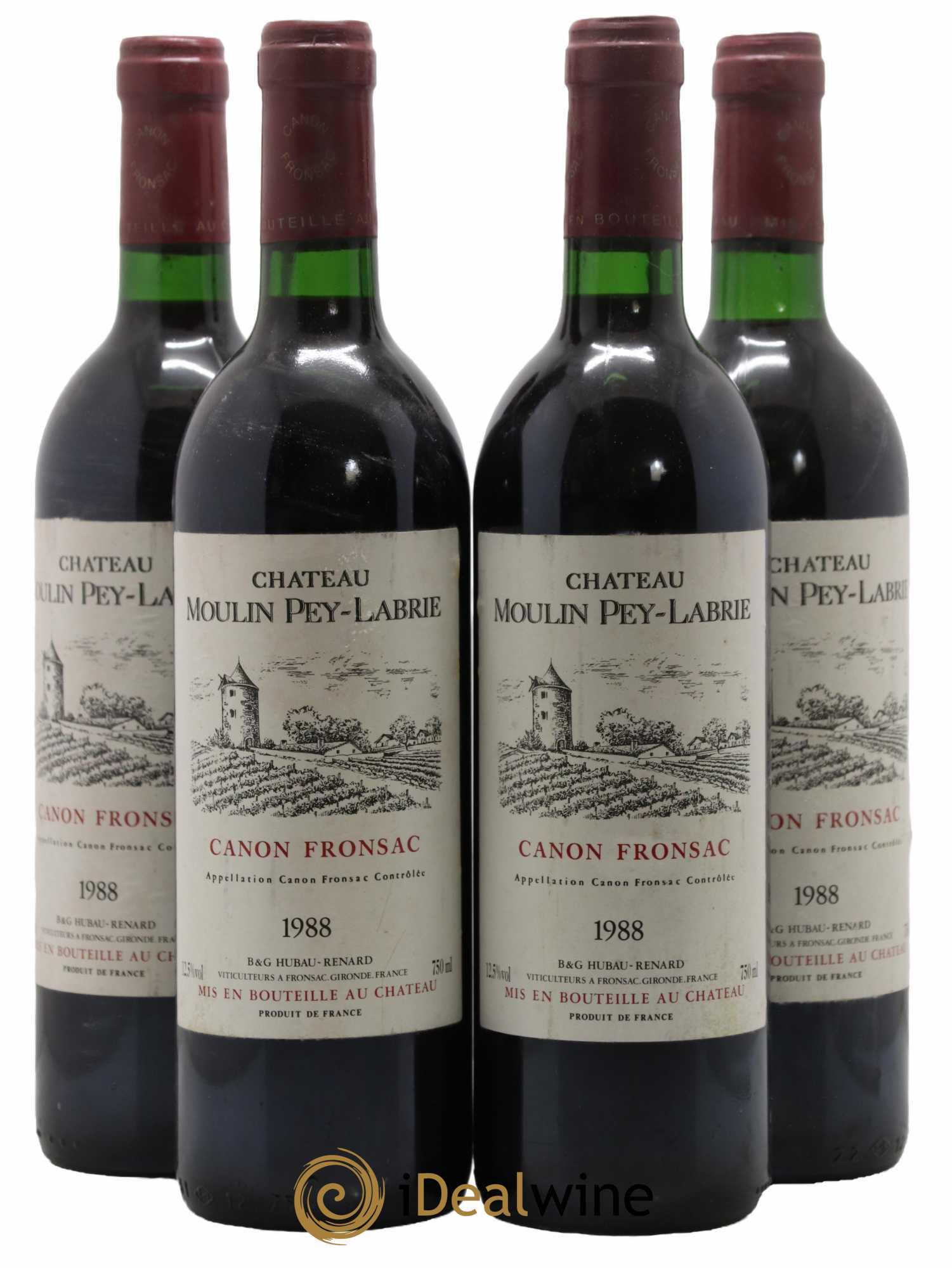 Château Moulin Pey-Labrie 1988 - Lot de 4 bouteilles - 0