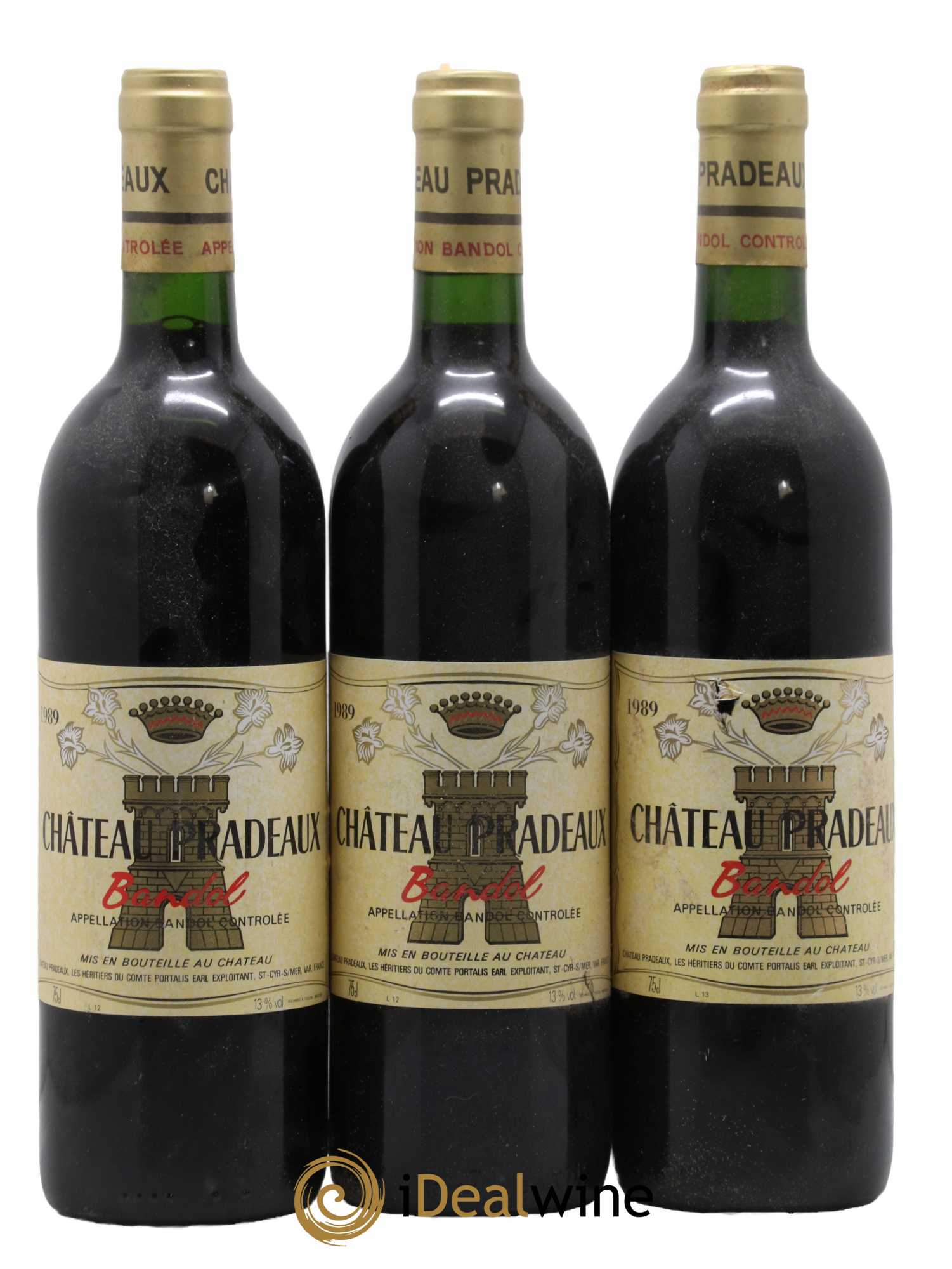 Bandol Château Pradeaux Famille Portalis 1989 - Lot de 3 bouteilles - 0
