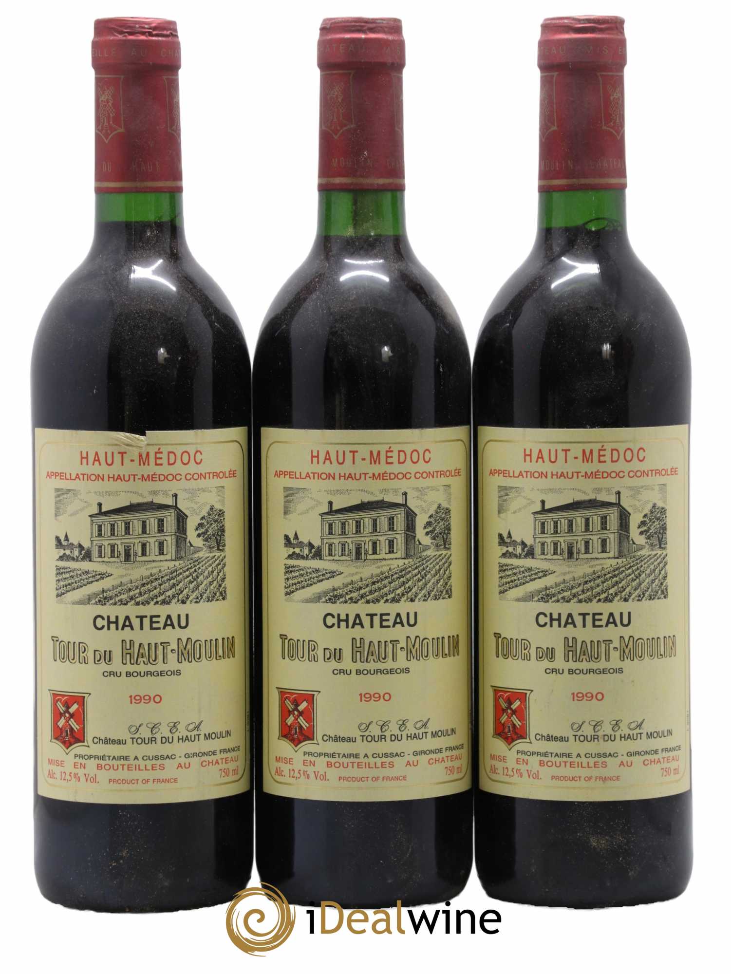 Château Tour du Haut Moulin Cru Bourgeois 1990 - Lot de 3 bouteilles - 0