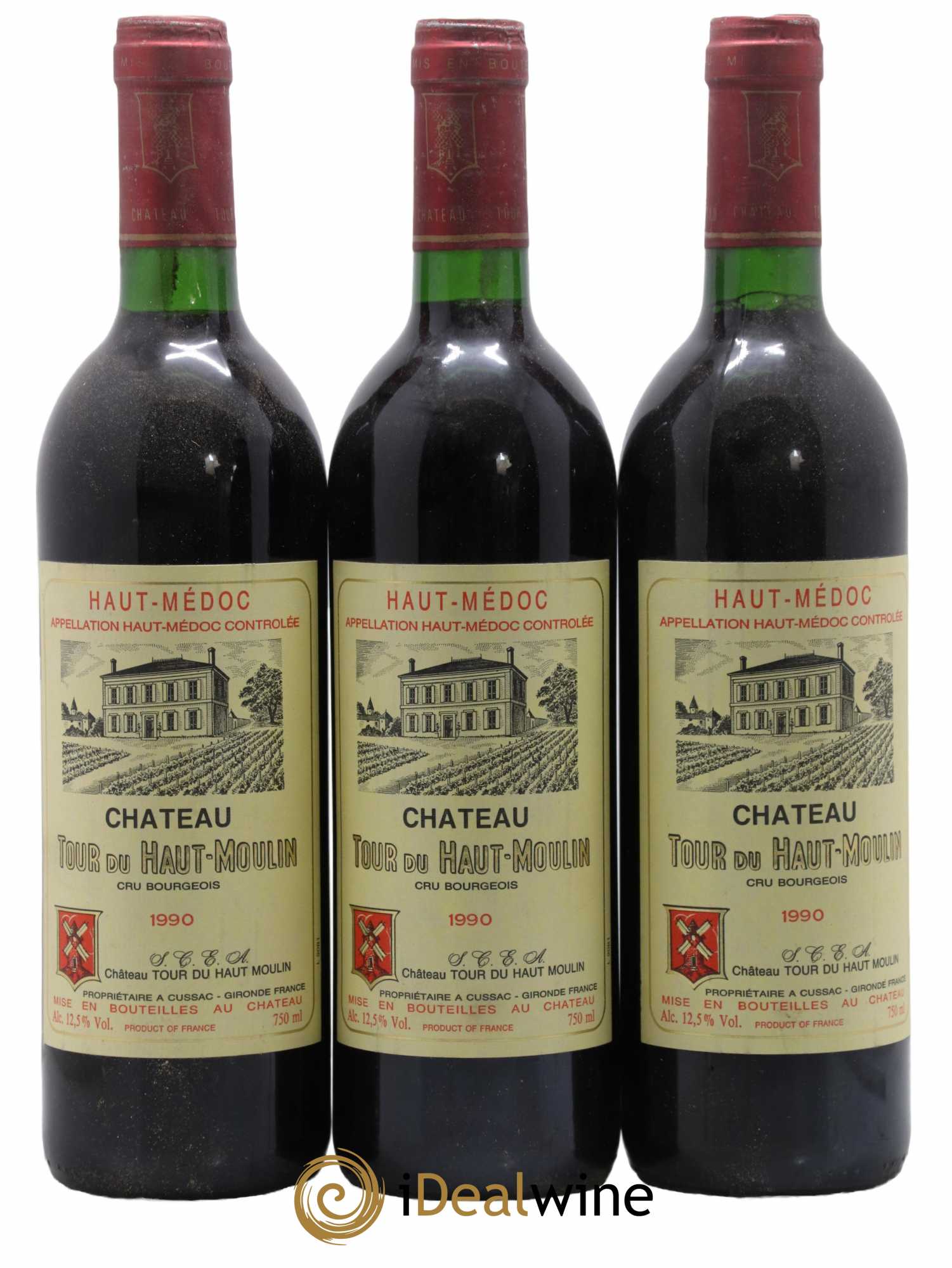 Château Tour du Haut Moulin Cru Bourgeois 1990 - Lot de 3 bouteilles - 0