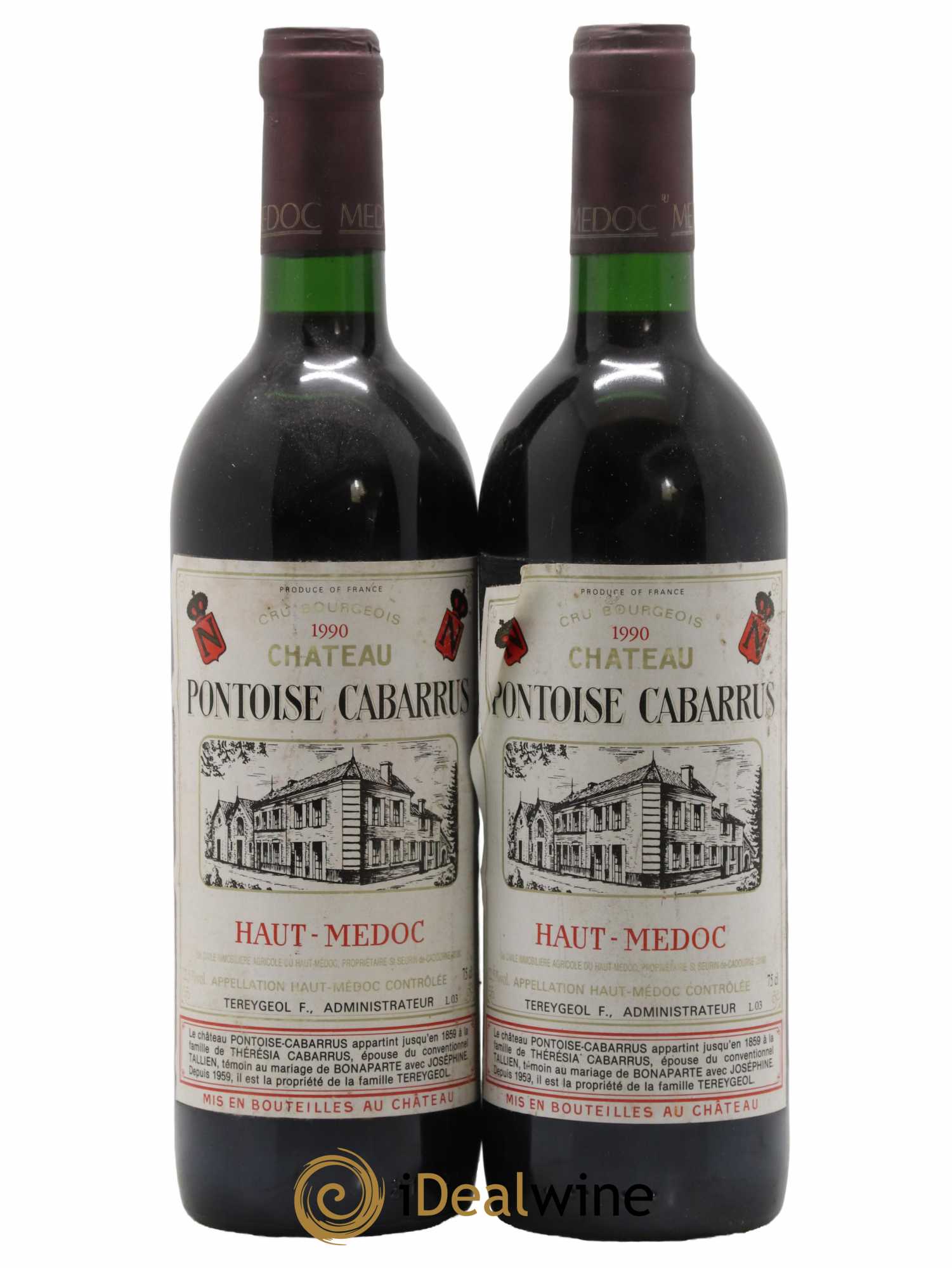 Château Pontoise Cabarrus Cru Bourgeois 1990 - Lot de 2 bouteilles - 0