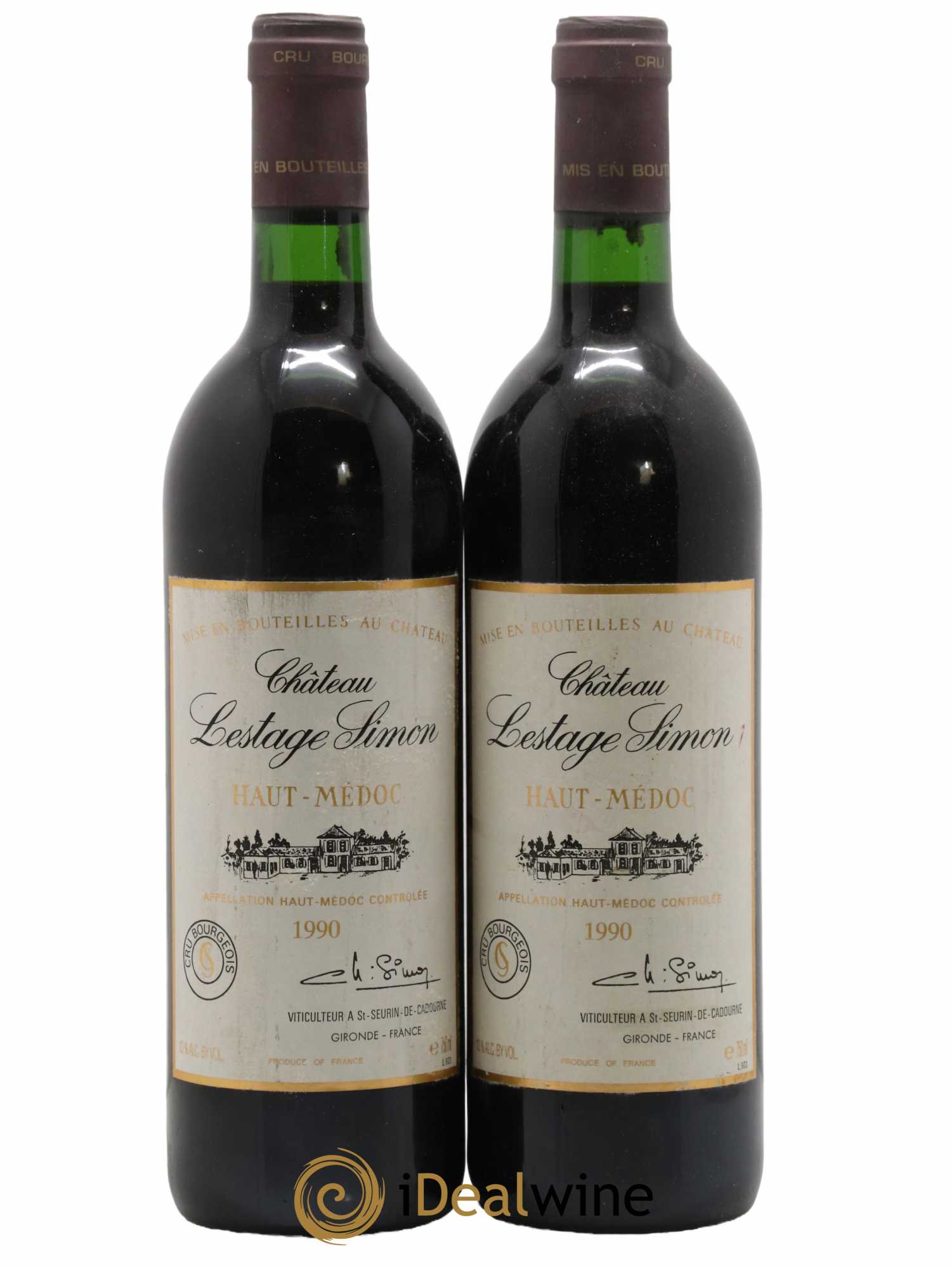 Château Lestage Simon Cru Bourgeois 1990 - Lot de 2 bouteilles - 0