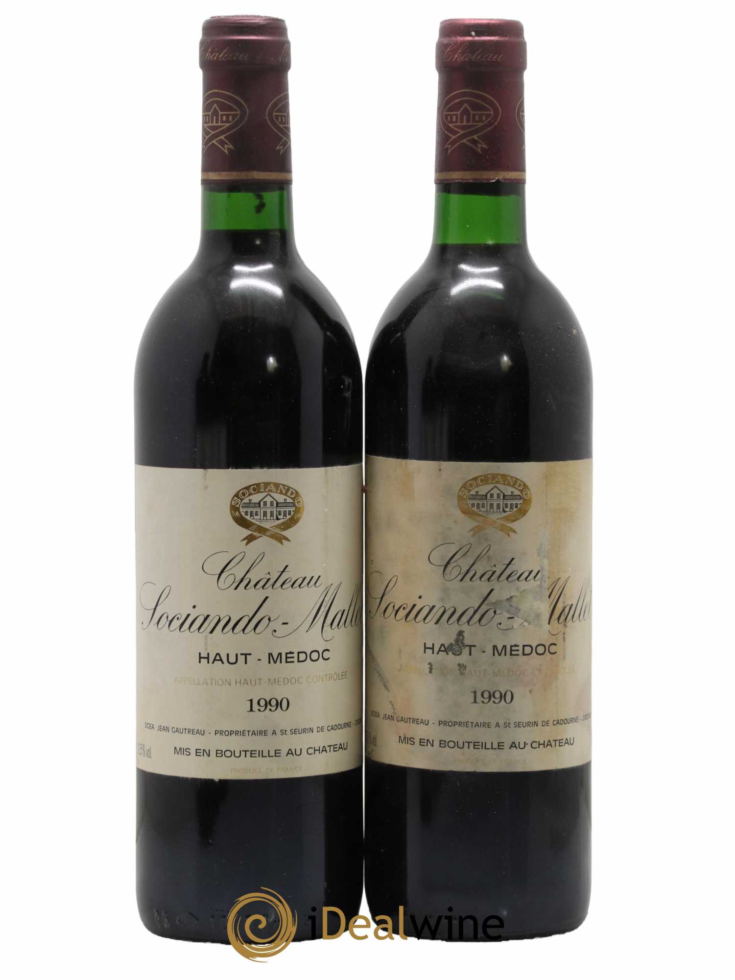 Château Sociando Mallet 1990 - Lot de 2 bouteilles - 0