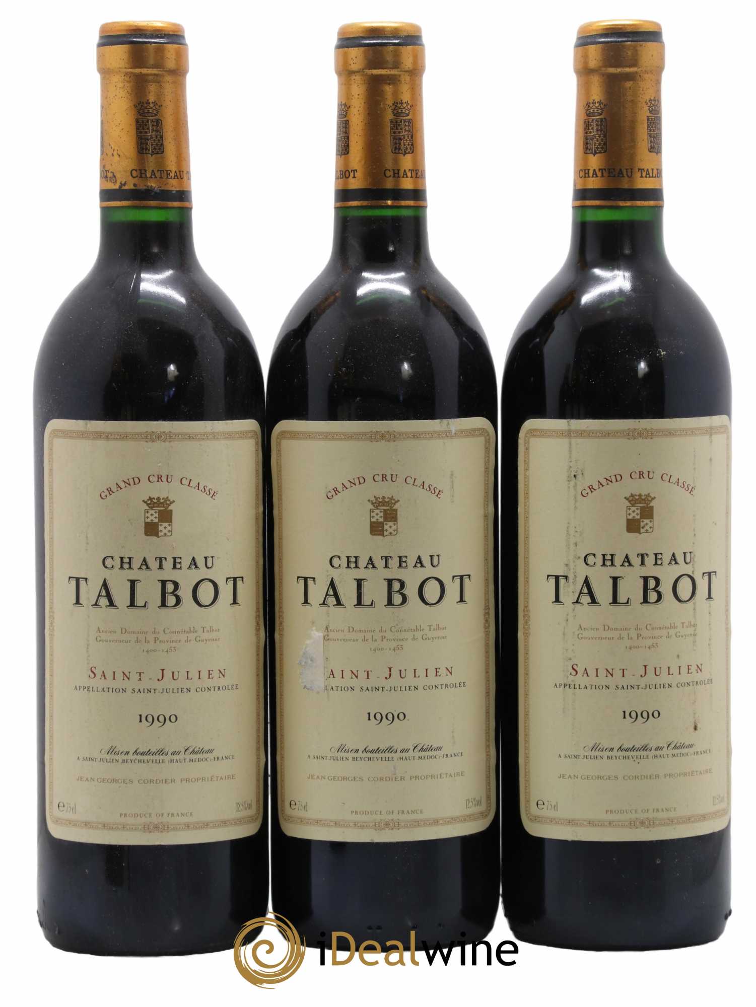 Château Talbot 4ème Grand Cru Classé 1990 - Lot de 3 bouteilles - 0