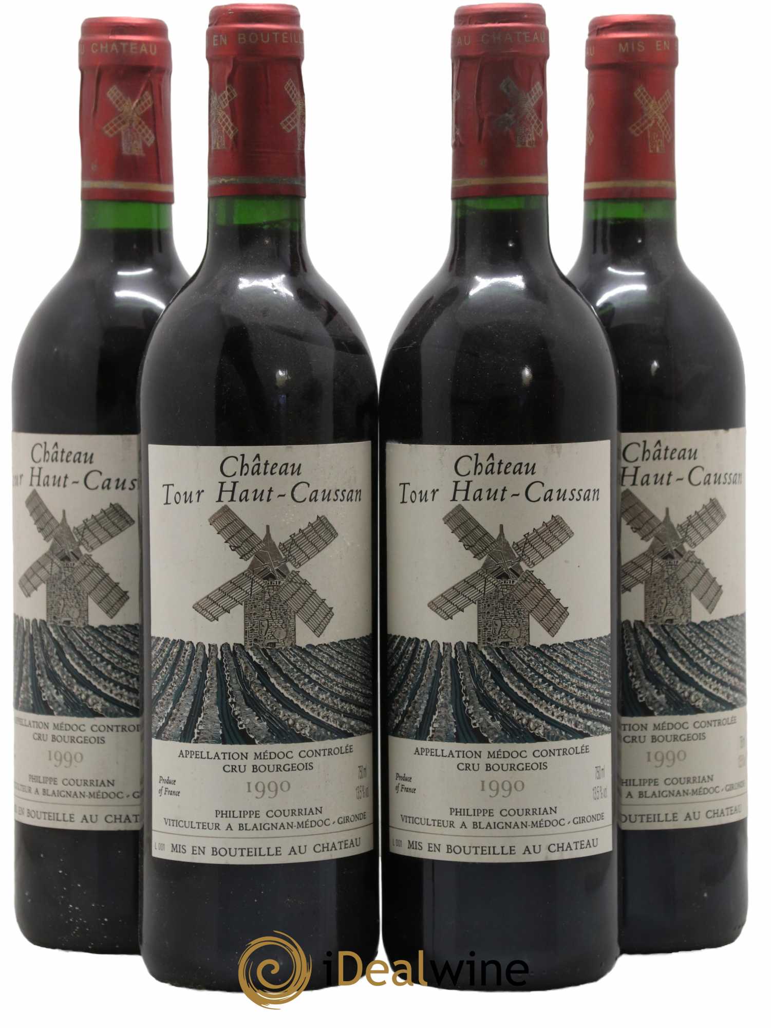 Château Tour Haut-Caussan Cru Bourgeois 1990 - Lot de 4 bouteilles - 0