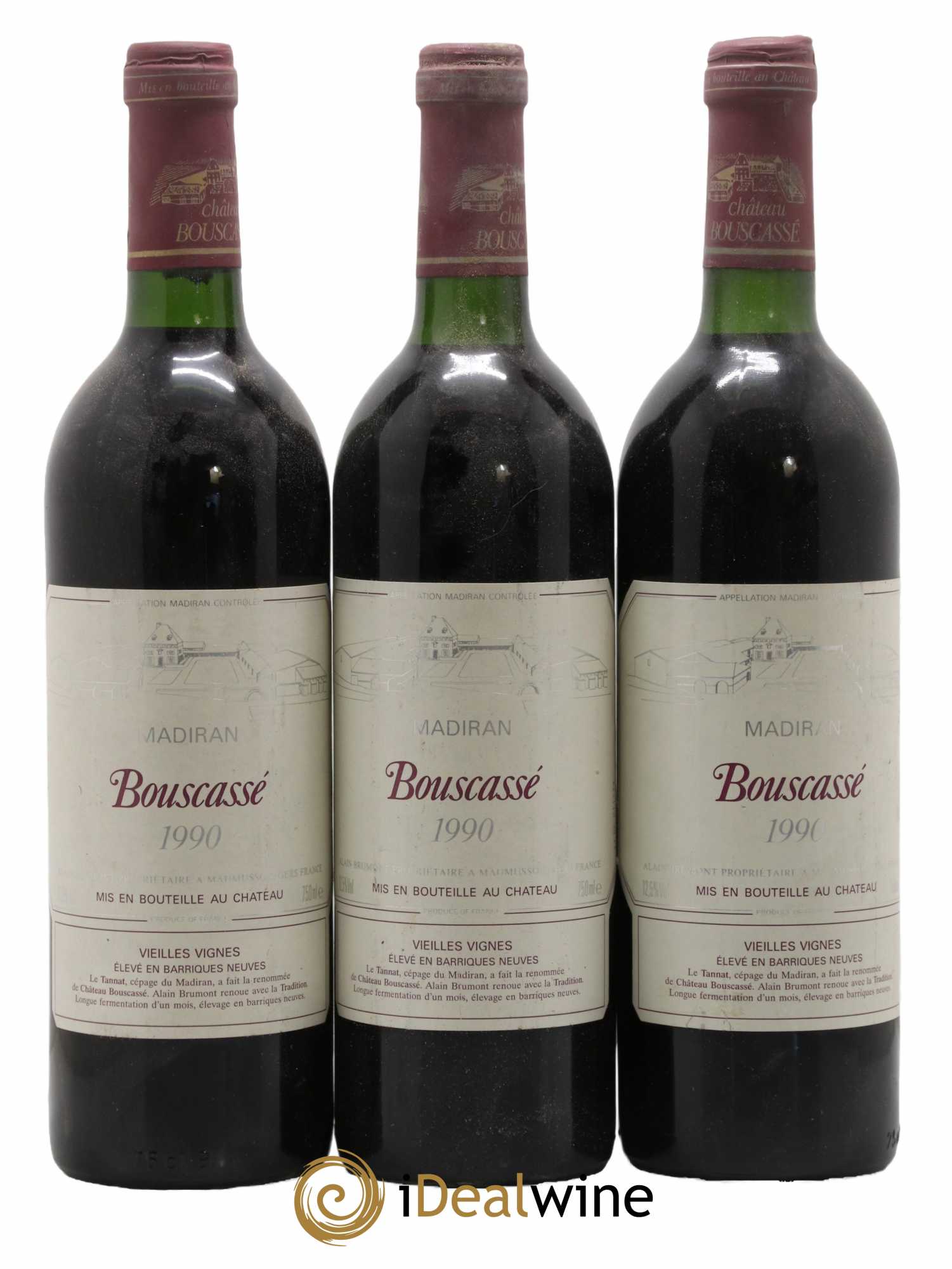 Madiran Vieilles Vignes Château Bouscassé - Alain Brumont 1990 - Lot de 3 bouteilles - 0