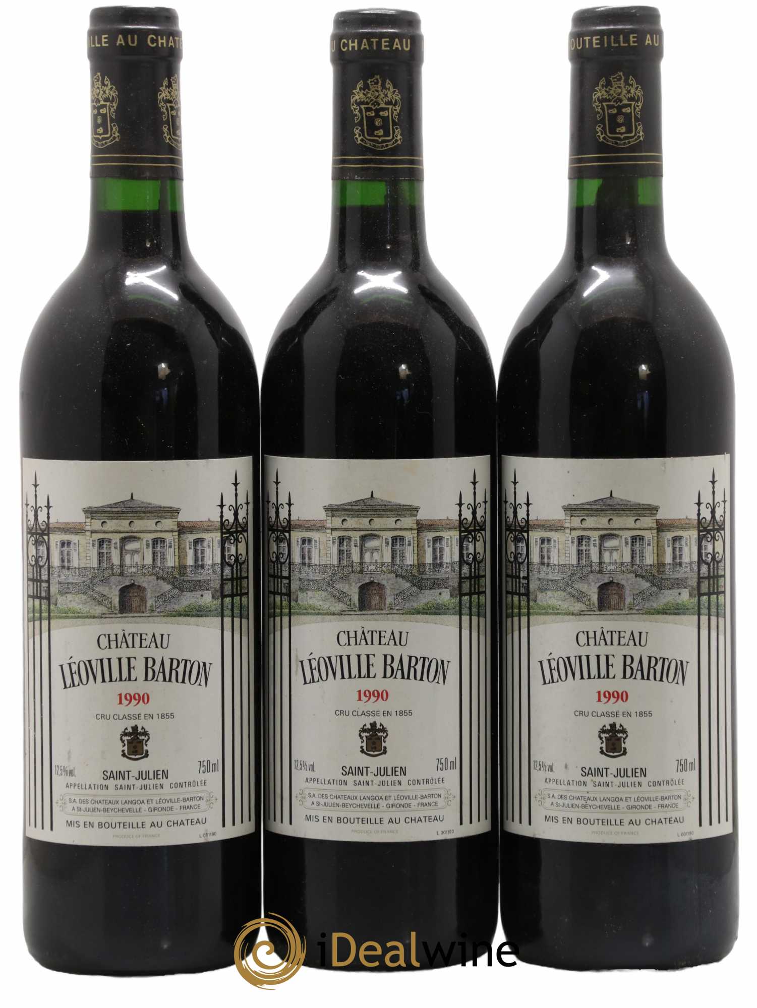 Château Léoville Barton 2ème Grand Cru Classé 1990 - Lot de 3 bouteilles - 0