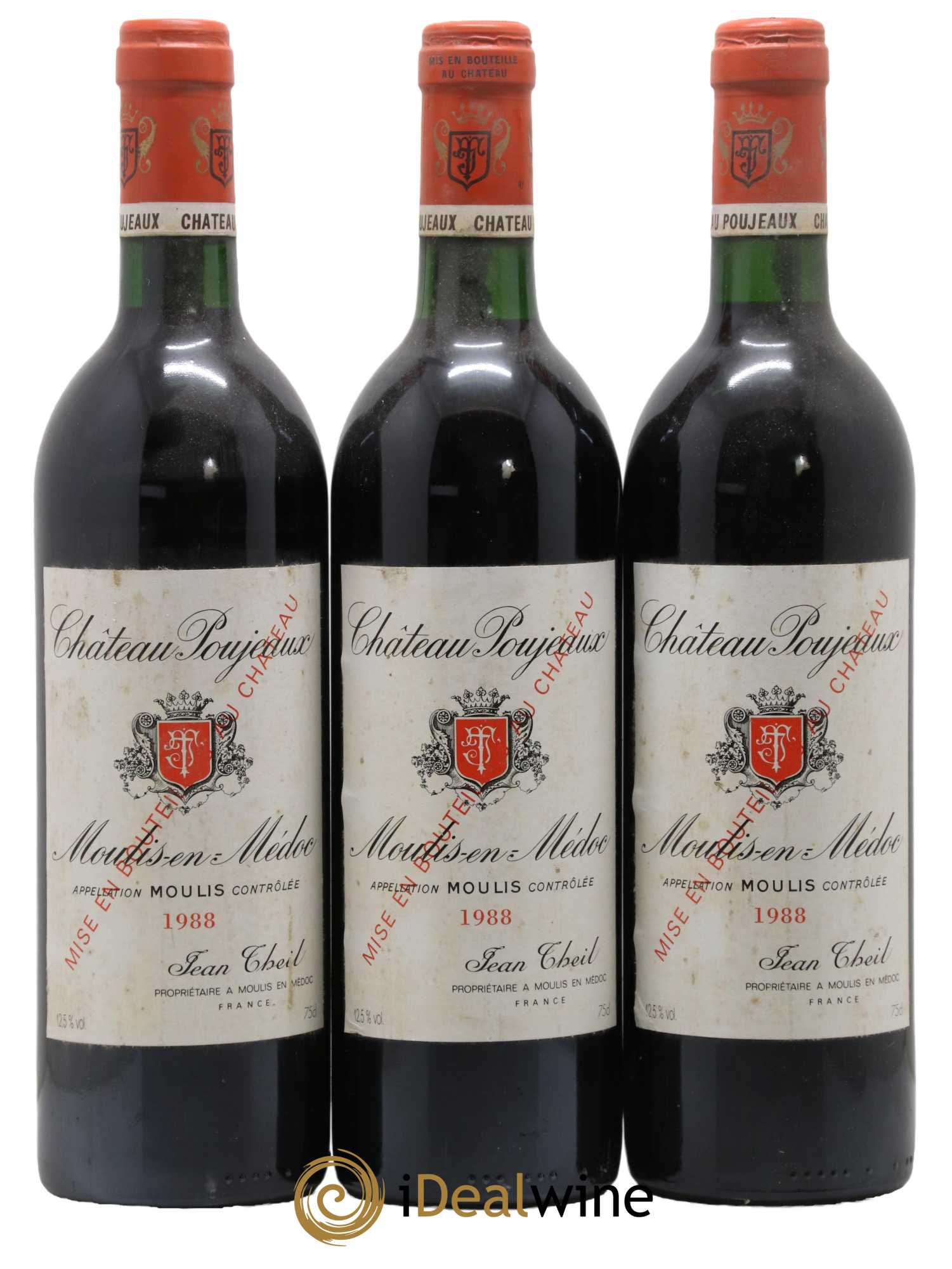 Château Poujeaux 1988 - Lot de 3 bouteilles - 0