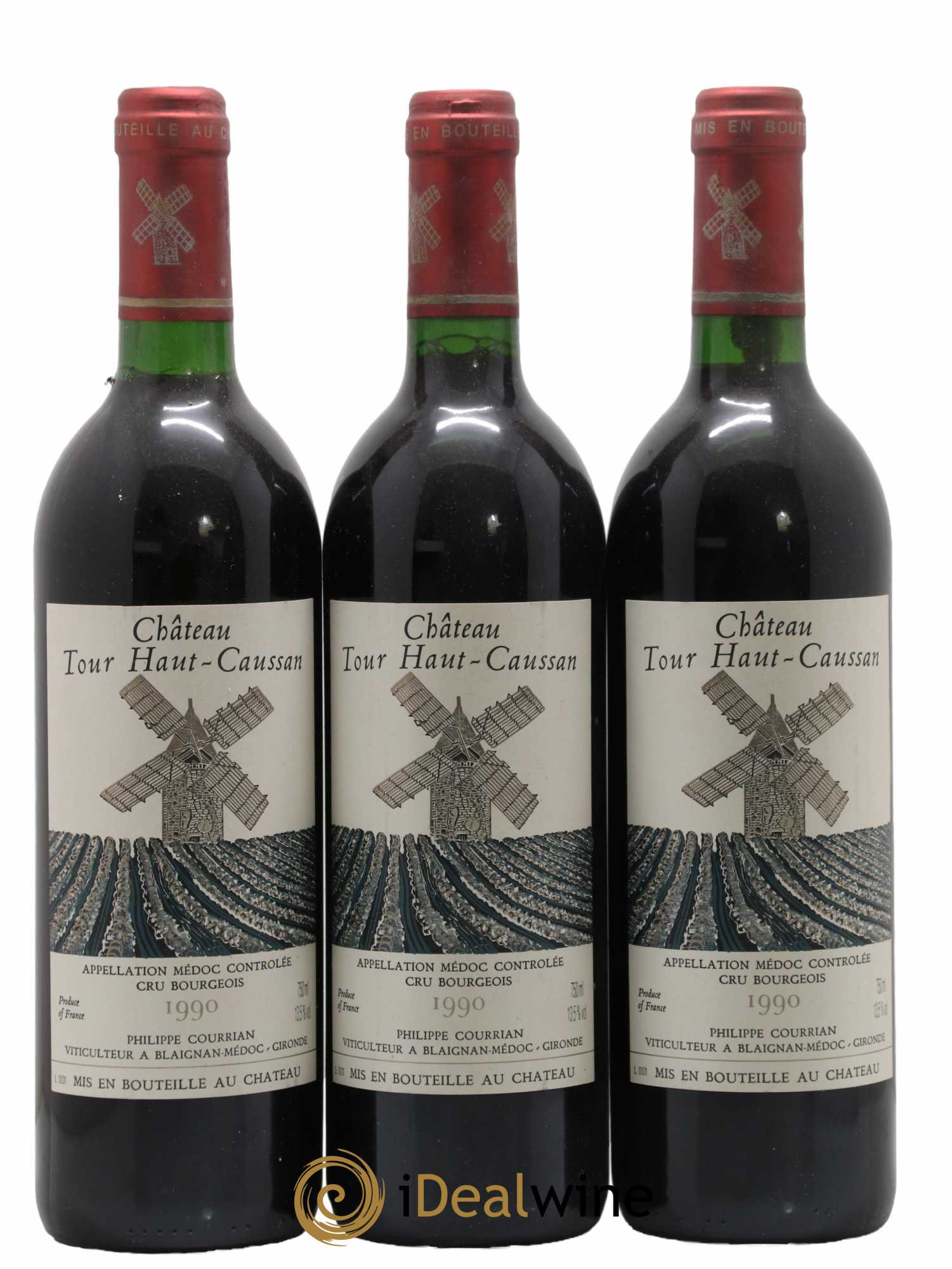 Château Tour Haut-Caussan Cru Bourgeois 1990 - Lot de 3 bouteilles - 0