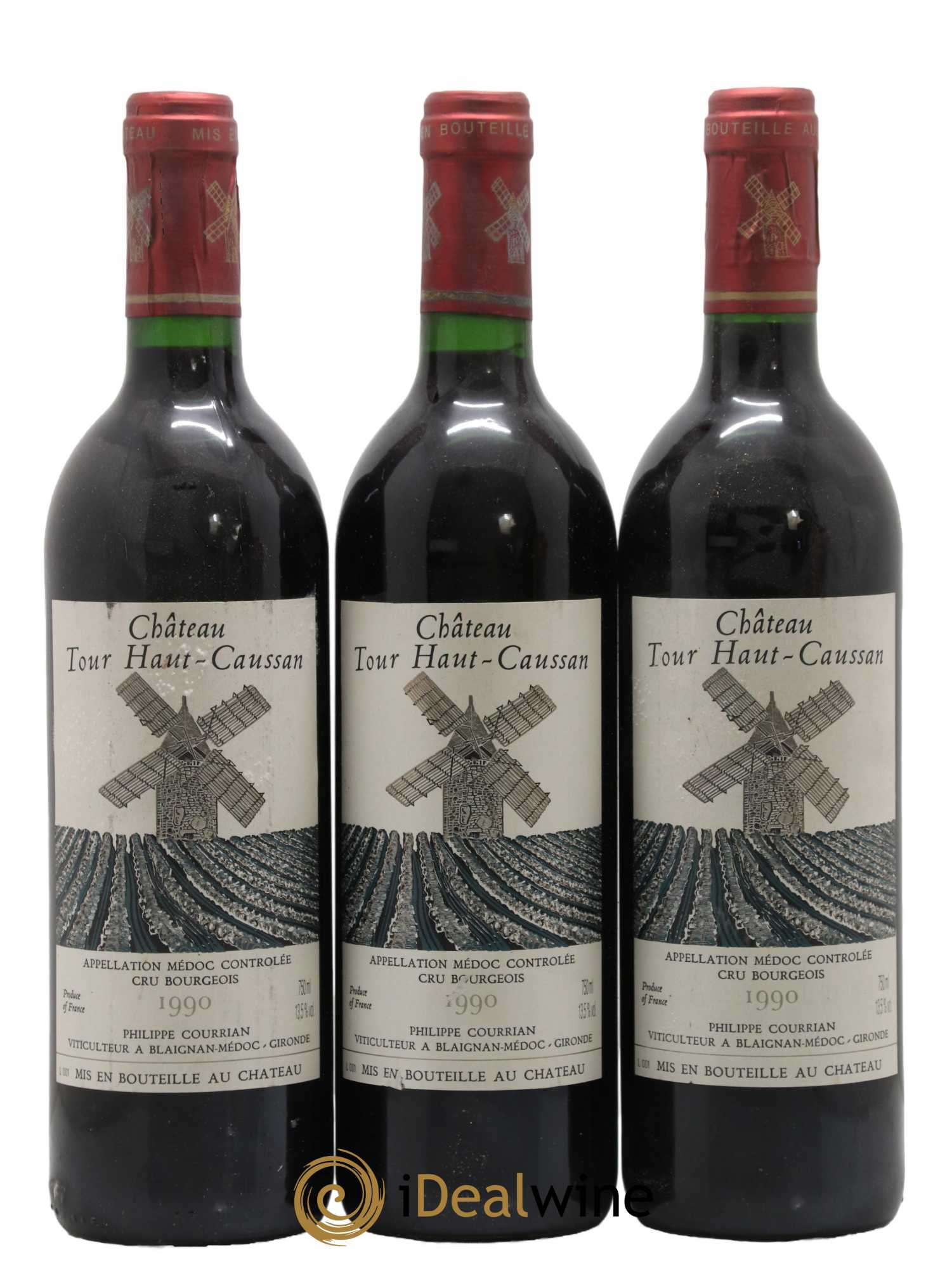 Château Tour Haut-Caussan Cru Bourgeois 1990 - Lot de 3 bouteilles - 0