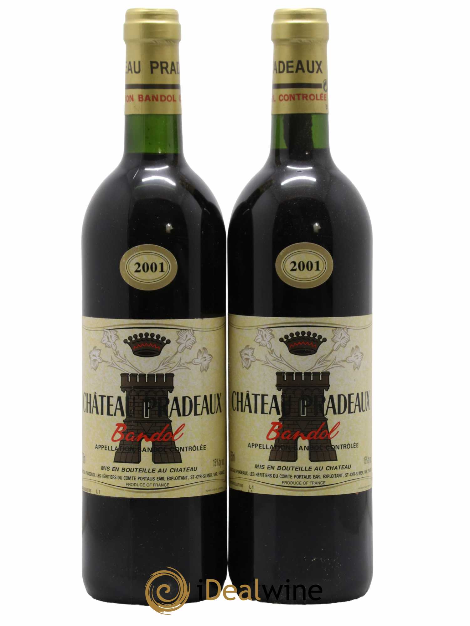 Bandol Château Pradeaux Famille Portalis 2001 - Lot de 2 bouteilles - 0