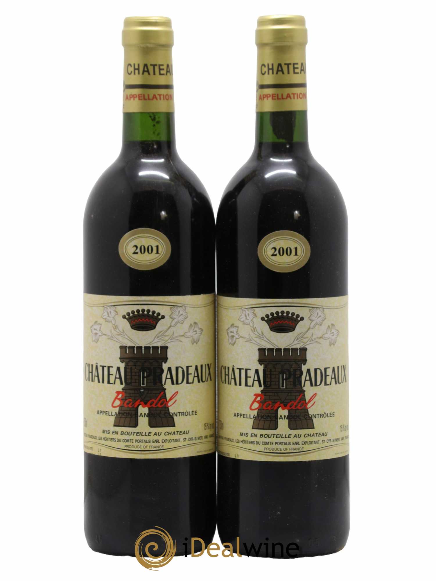 Bandol Château Pradeaux Famille Portalis 2001 - Lot de 2 bouteilles - 0
