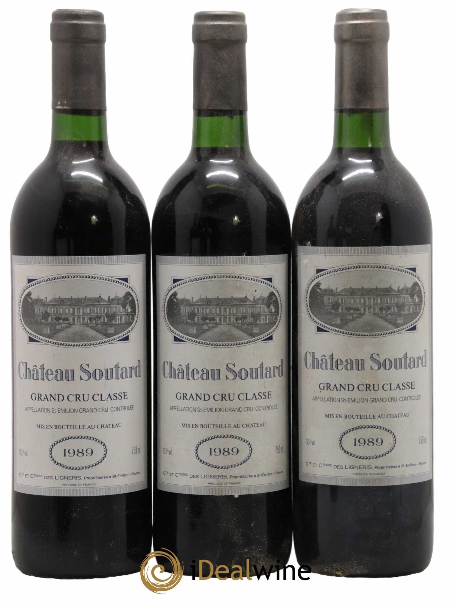 Château Soutard Grand Cru Classé 1989 - Lot de 3 bouteilles - 0