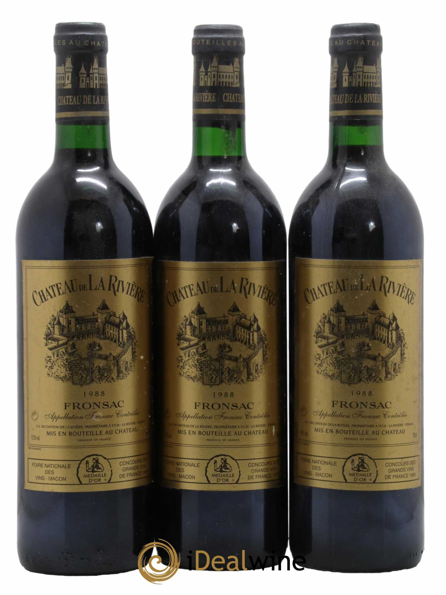 Château de La Rivière 1988 - Lot de 3 bouteilles - 0