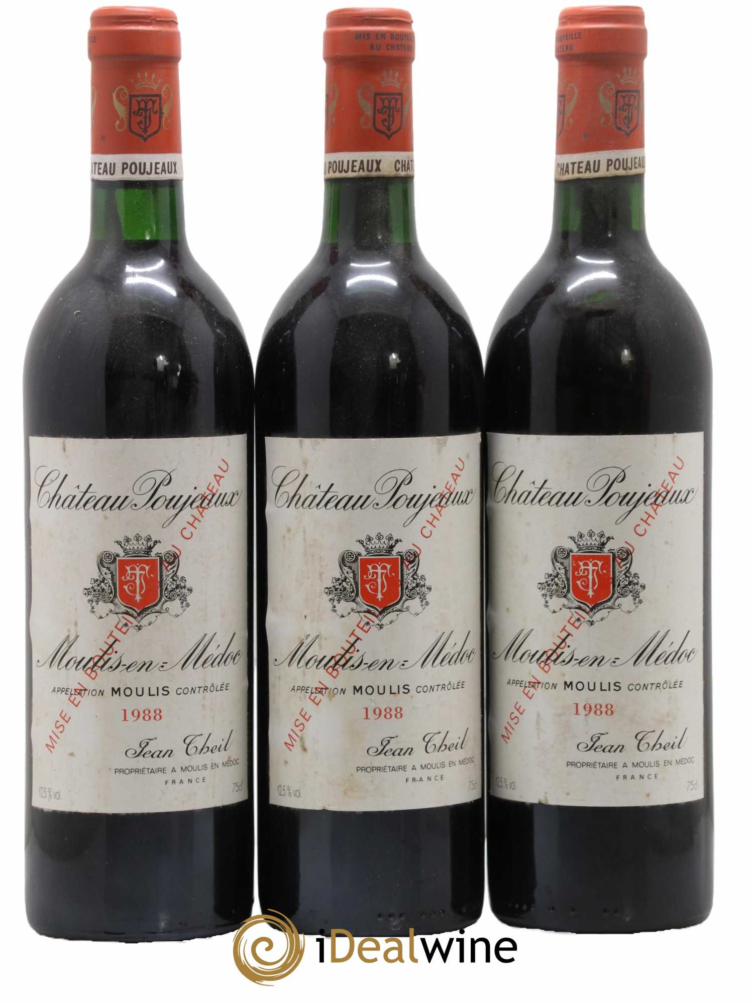 Château Poujeaux 1988 - Lot de 3 bouteilles - 0