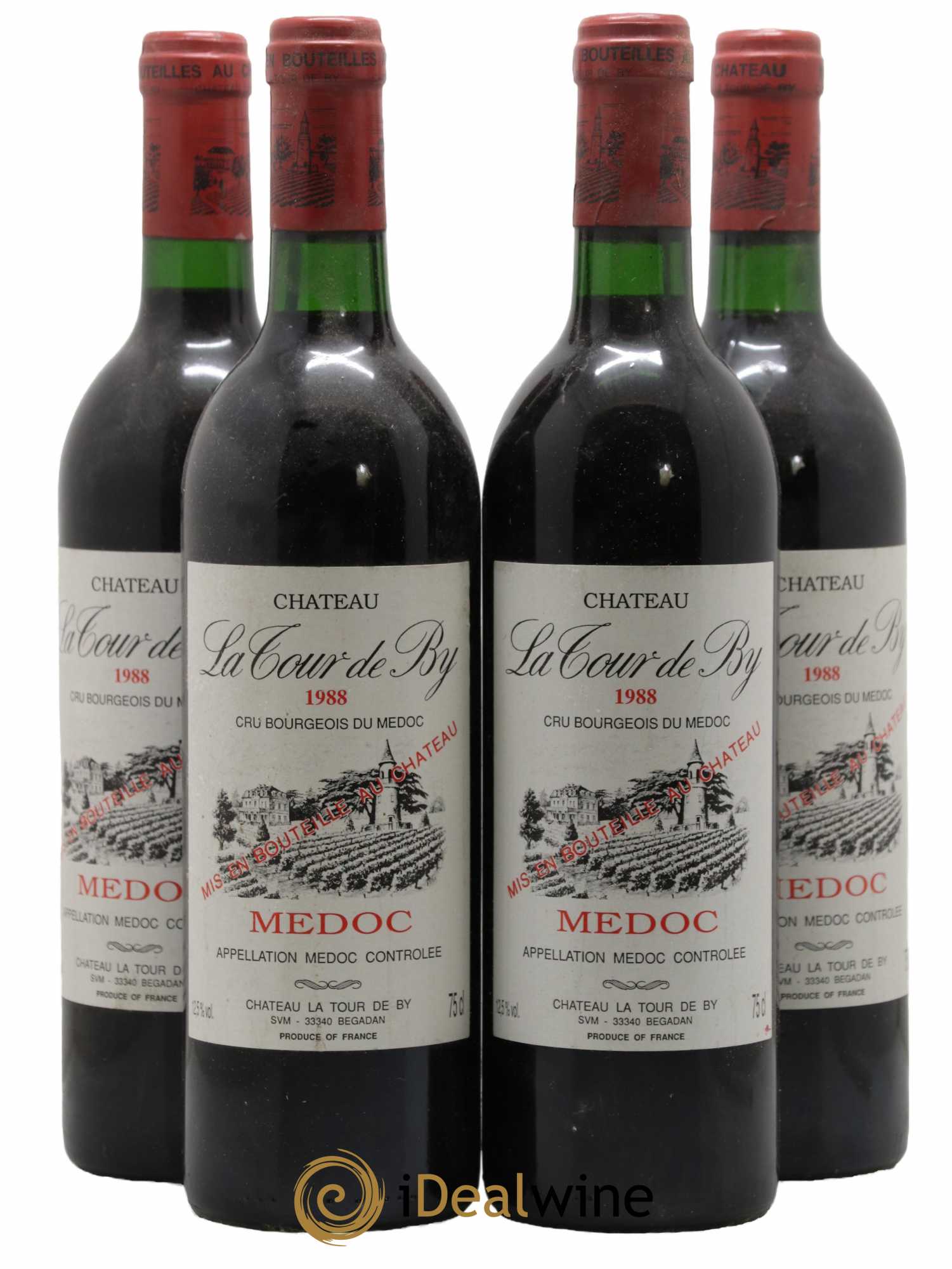 Château La Tour de By Cru Bourgeois 1988 - Lot de 4 bouteilles - 0