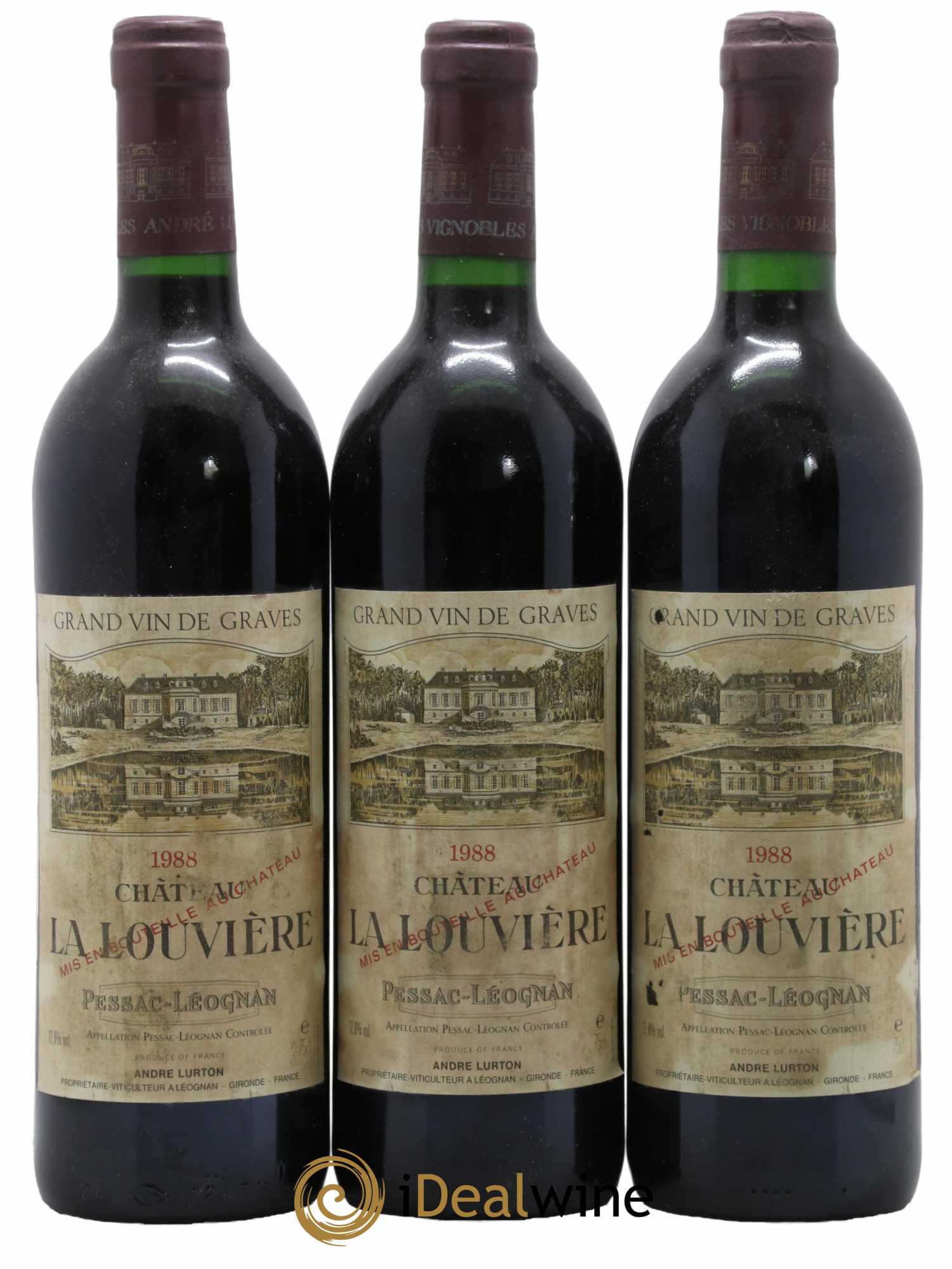 Château la Louvière 1988 - Lot de 3 bouteilles - 0