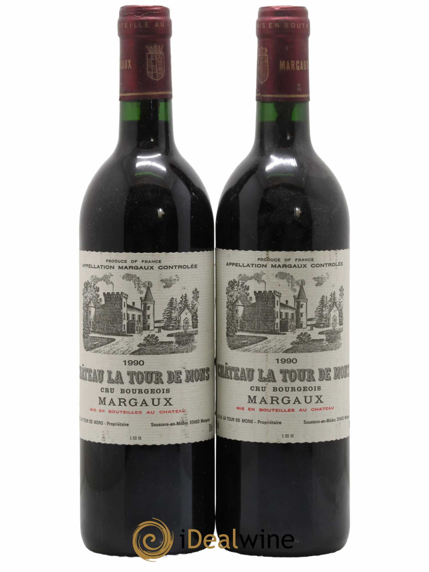 Château la Tour de Mons Cru Bourgeois 1990 - Lot de 2 bouteilles - 0