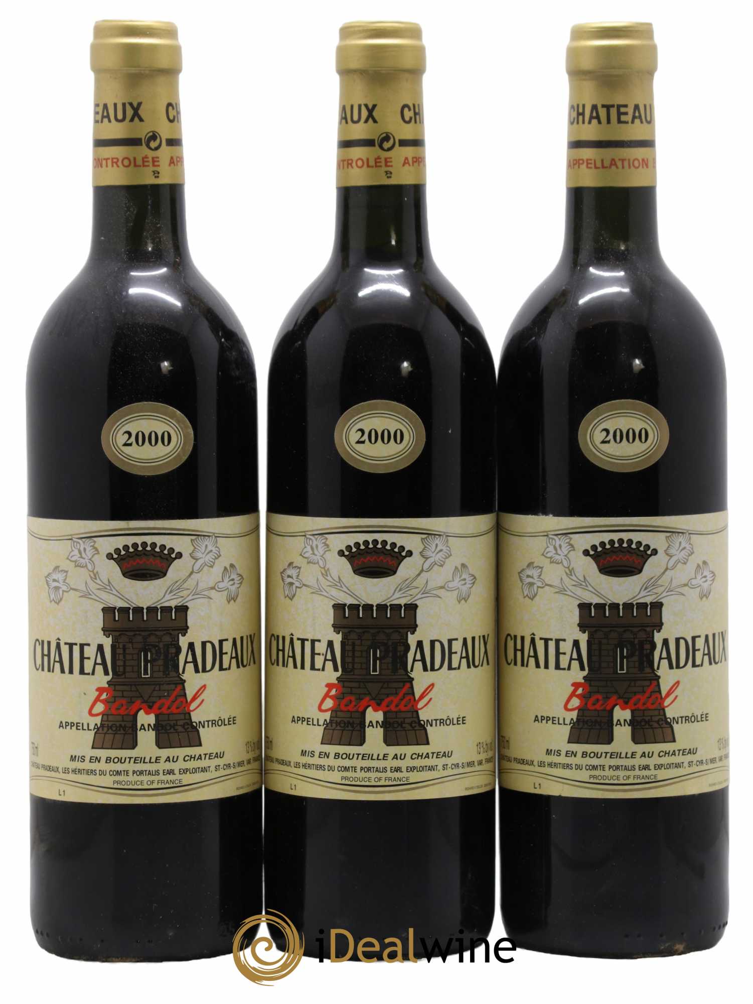 Bandol Château Pradeaux Famille Portalis 2000 - Lot de 3 bouteilles - 0