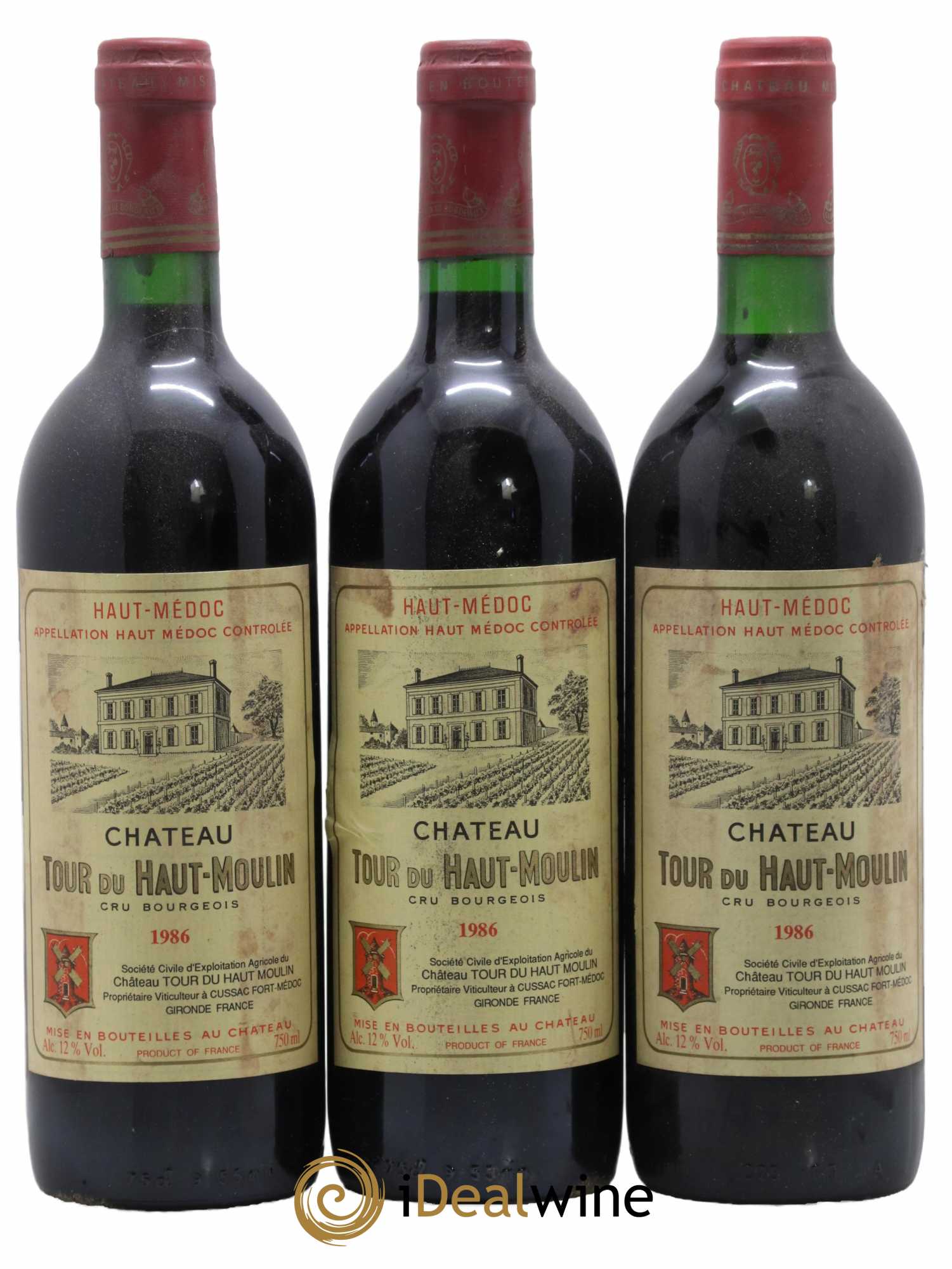 Château Tour du Haut Moulin Cru Bourgeois 1986 - Lot de 3 bouteilles - 0