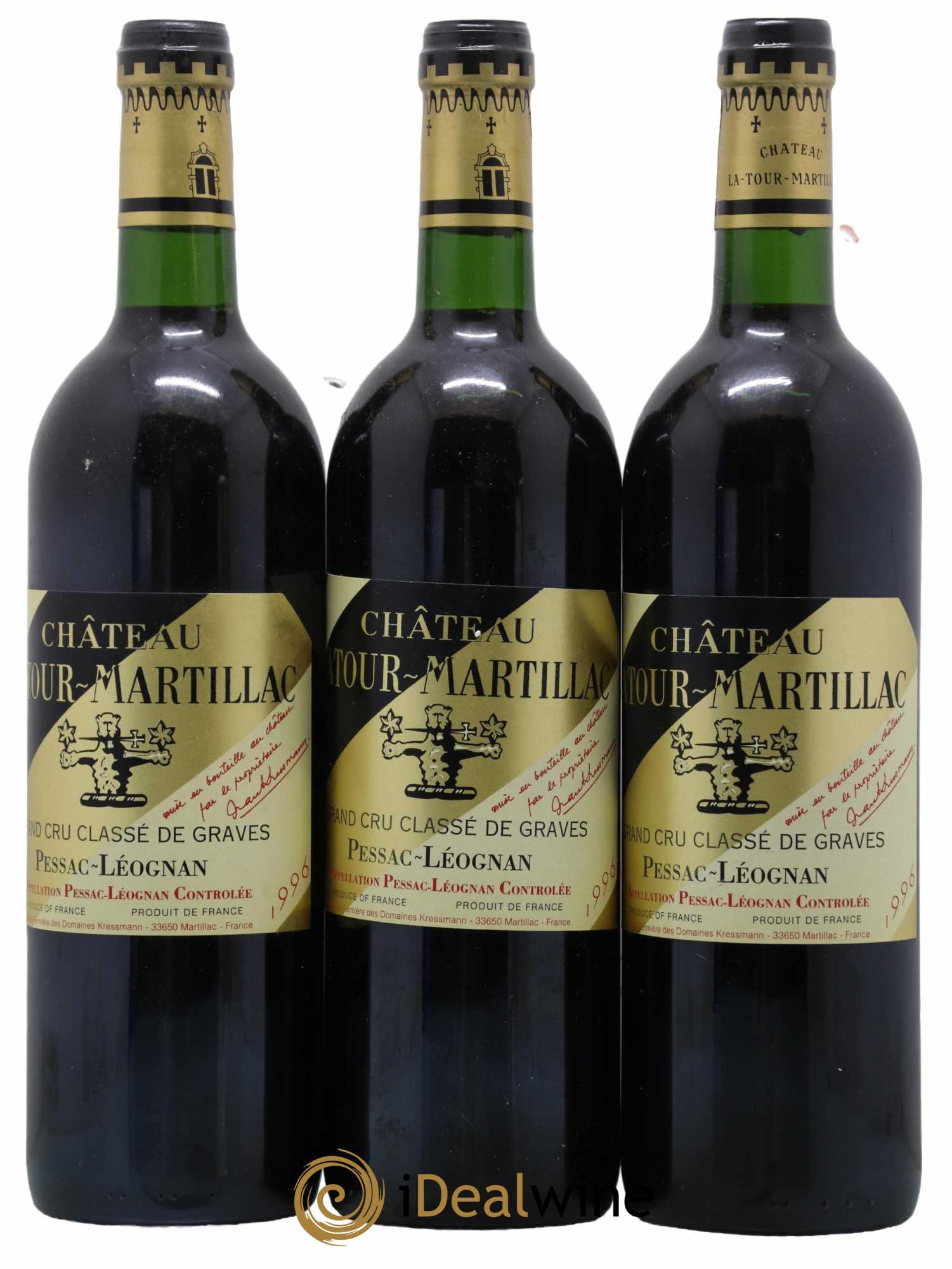 Château Latour-Martillac Cru Classé de Graves 1996 - Lot de 3 bouteilles - 0