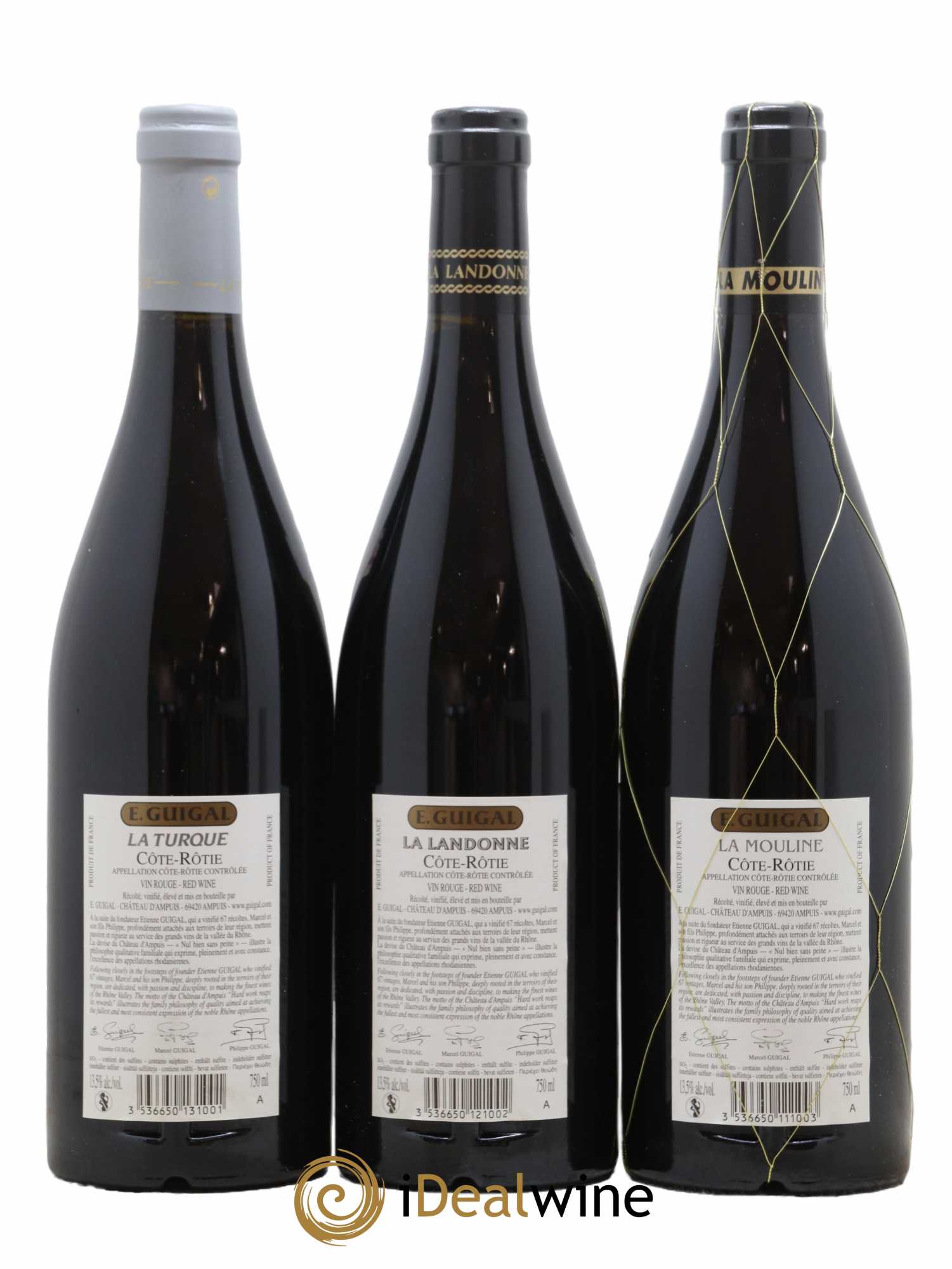 Côte-Rôtie Guigal Trilogie La Turque - La Landonne - La Mouline 2016 - Lot de 3 bouteilles - 1