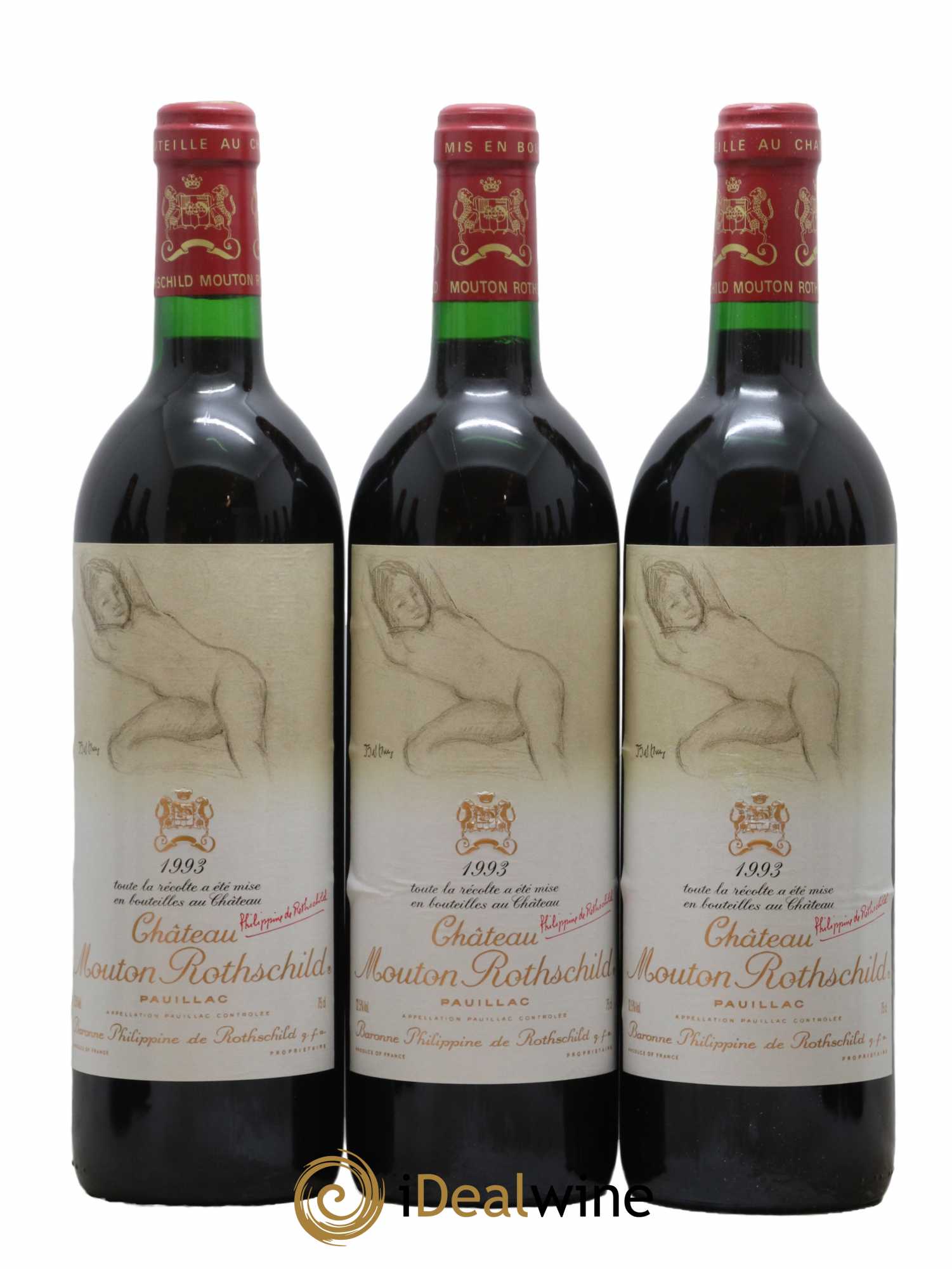 Château Mouton Rothschild 1er Grand Cru Classé 1993 - Lot de 12 bouteilles - 1
