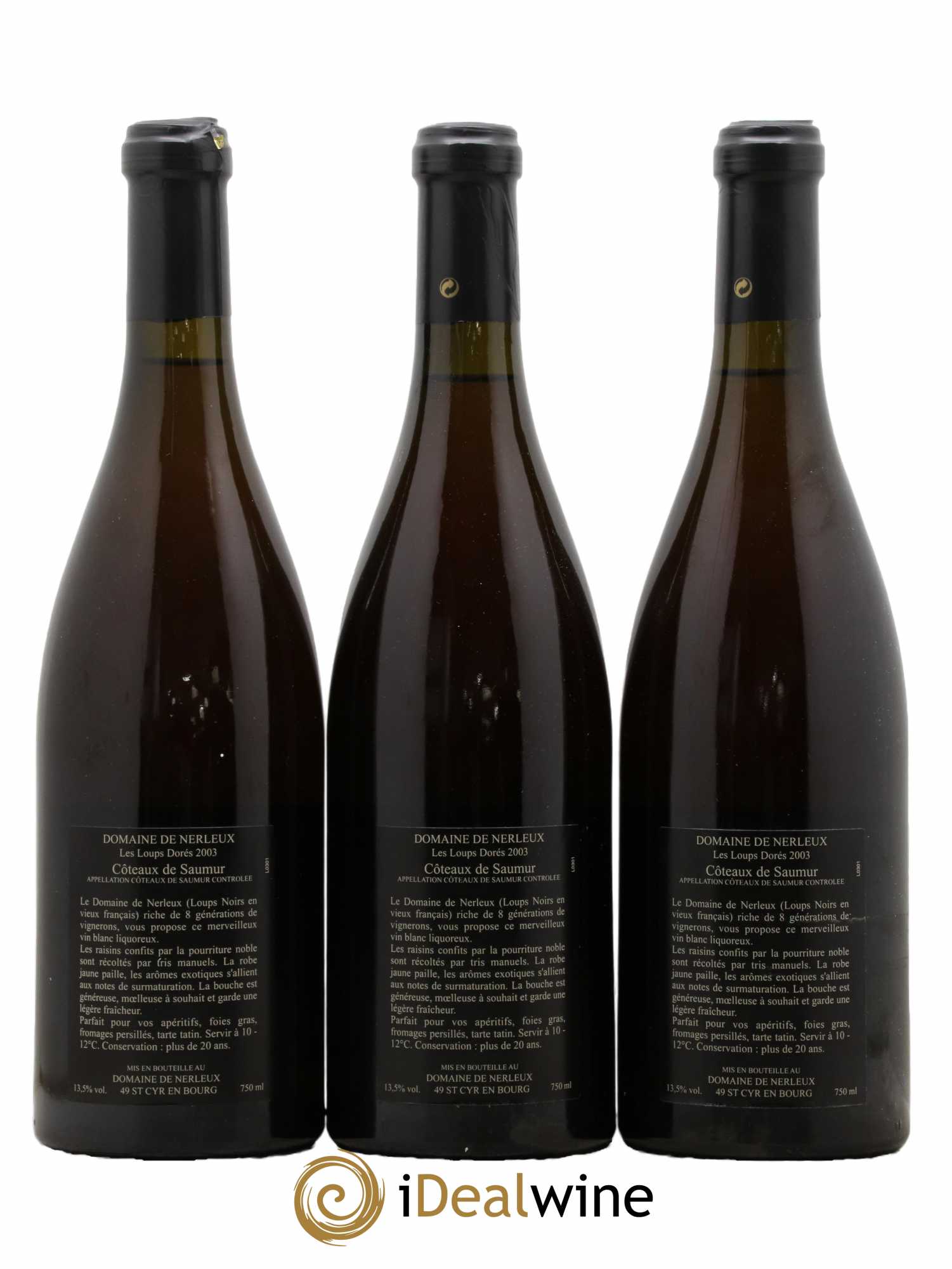 Coteaux de Saumur Les Loups Dorés Domaine de Nerleux 2003 - Lotto di 3 bottiglie - 1