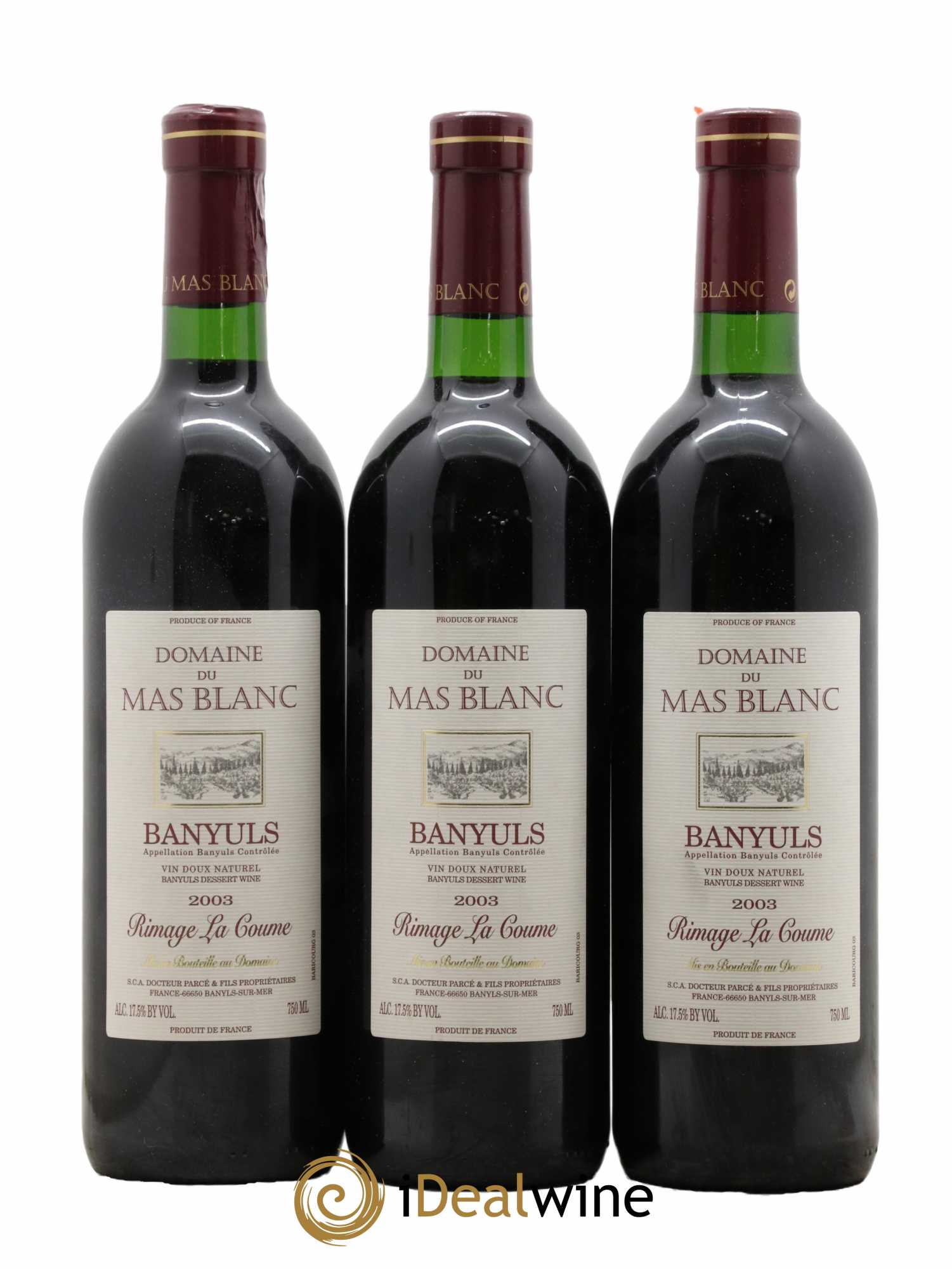 Banyuls Rimage La Coume Mas Blanc (Domaine du) - Parcé et Fils 2003 - Lot of 3 bottles - 0